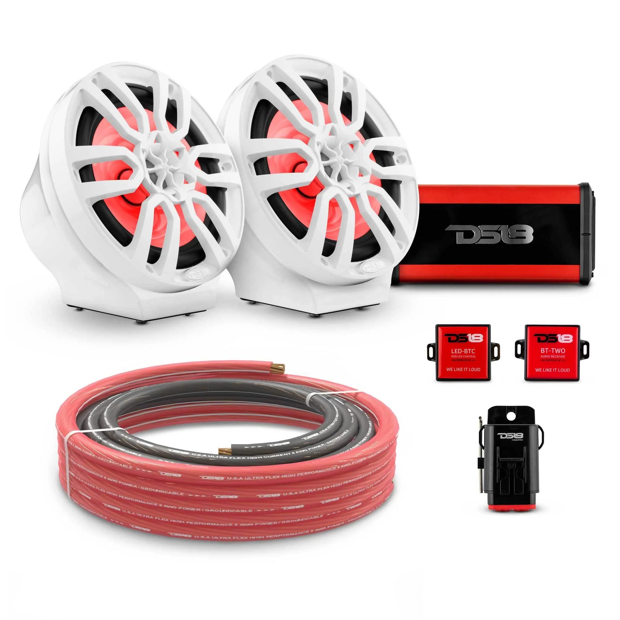 8" Loaded Flat Mount Speaker Pods with Amplifier, Installation Kit and RGB LED Lights, Package for Can-Am Spyder & Ryker - Image 10