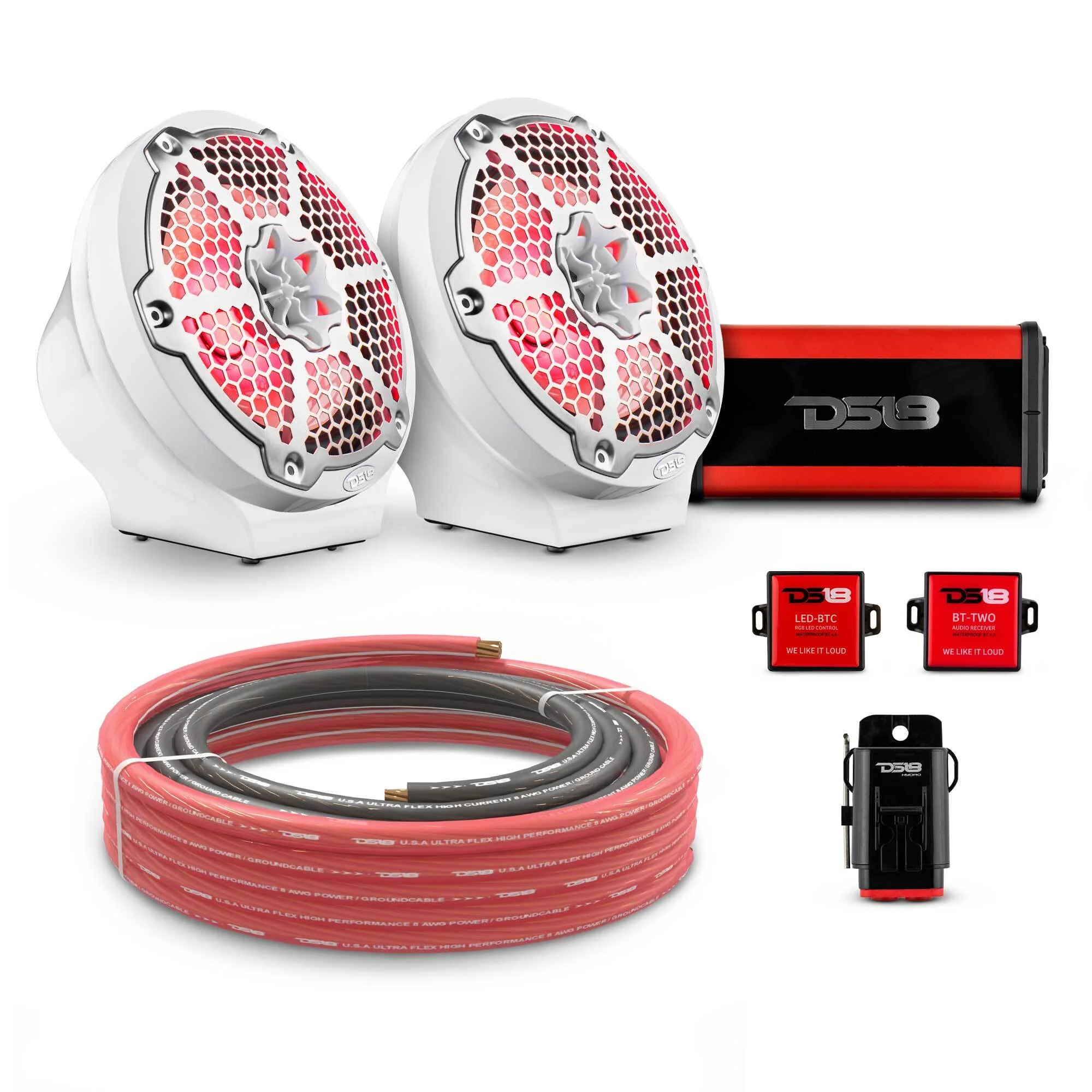 8" Loaded Flat Mount Speaker Pods with Amplifier, Installation Kit and RGB LED Lights, Package for Can-Am Spyder & Ryker - Image 11