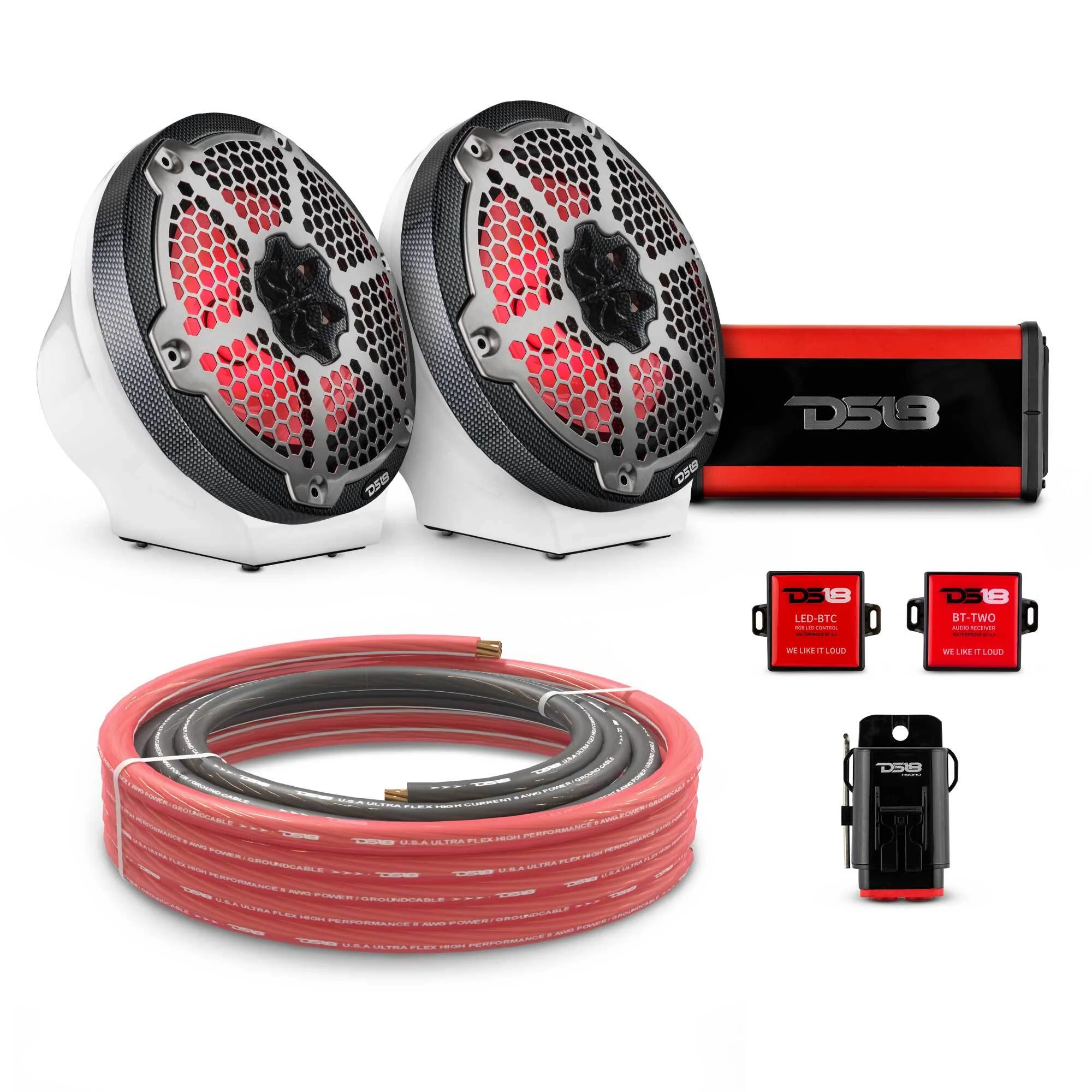 8" Loaded Flat Mount Speaker Pods with Amplifier, Installation Kit and RGB LED Lights, Package for Can-Am Spyder & Ryker - Image 12