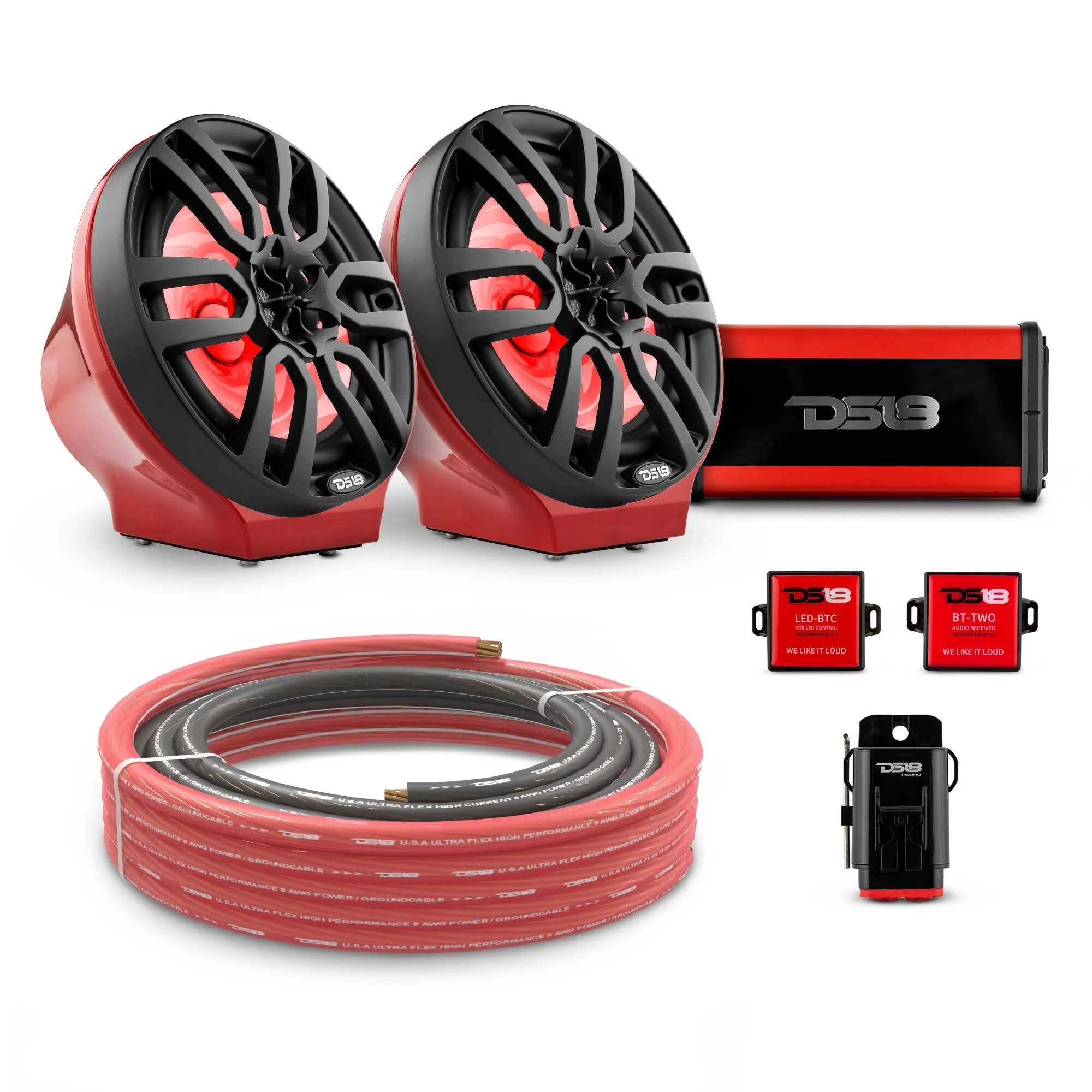 8" Loaded Flat Mount Speaker Pods with Amplifier, Installation Kit and RGB LED Lights, Package for Can-Am Spyder & Ryker - Image 13