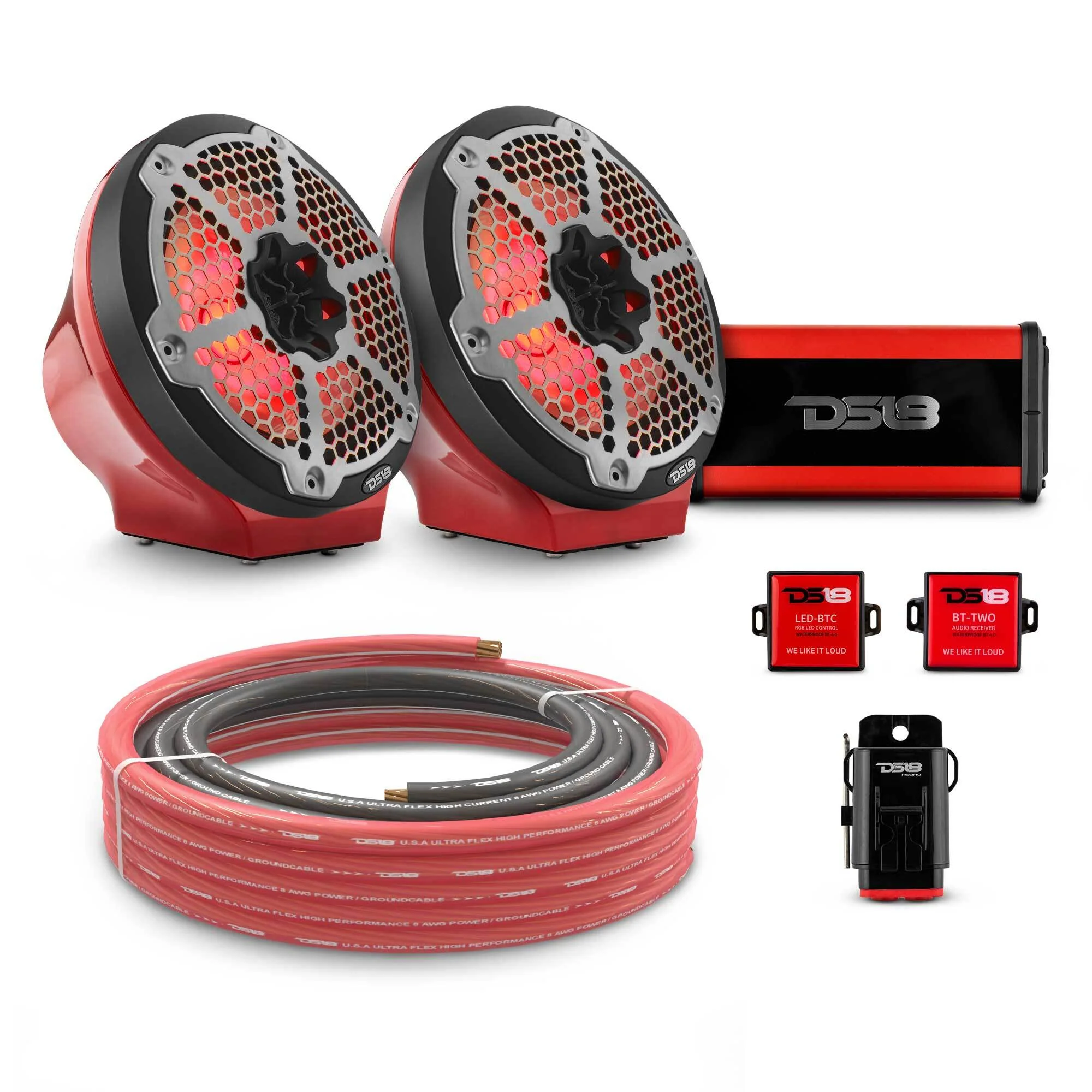 8" Loaded Flat Mount Speaker Pods with Amplifier, Installation Kit and RGB LED Lights, Package for Can-Am Spyder & Ryker - Image 14