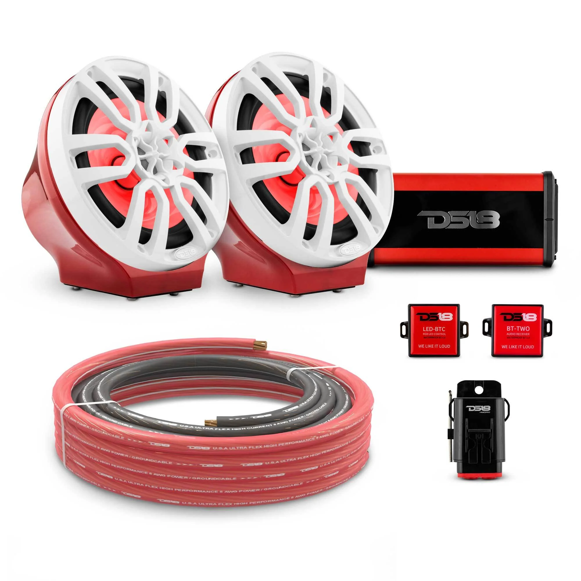 8" Loaded Flat Mount Speaker Pods with Amplifier, Installation Kit and RGB LED Lights, Package for Can-Am Spyder & Ryker - Image 15