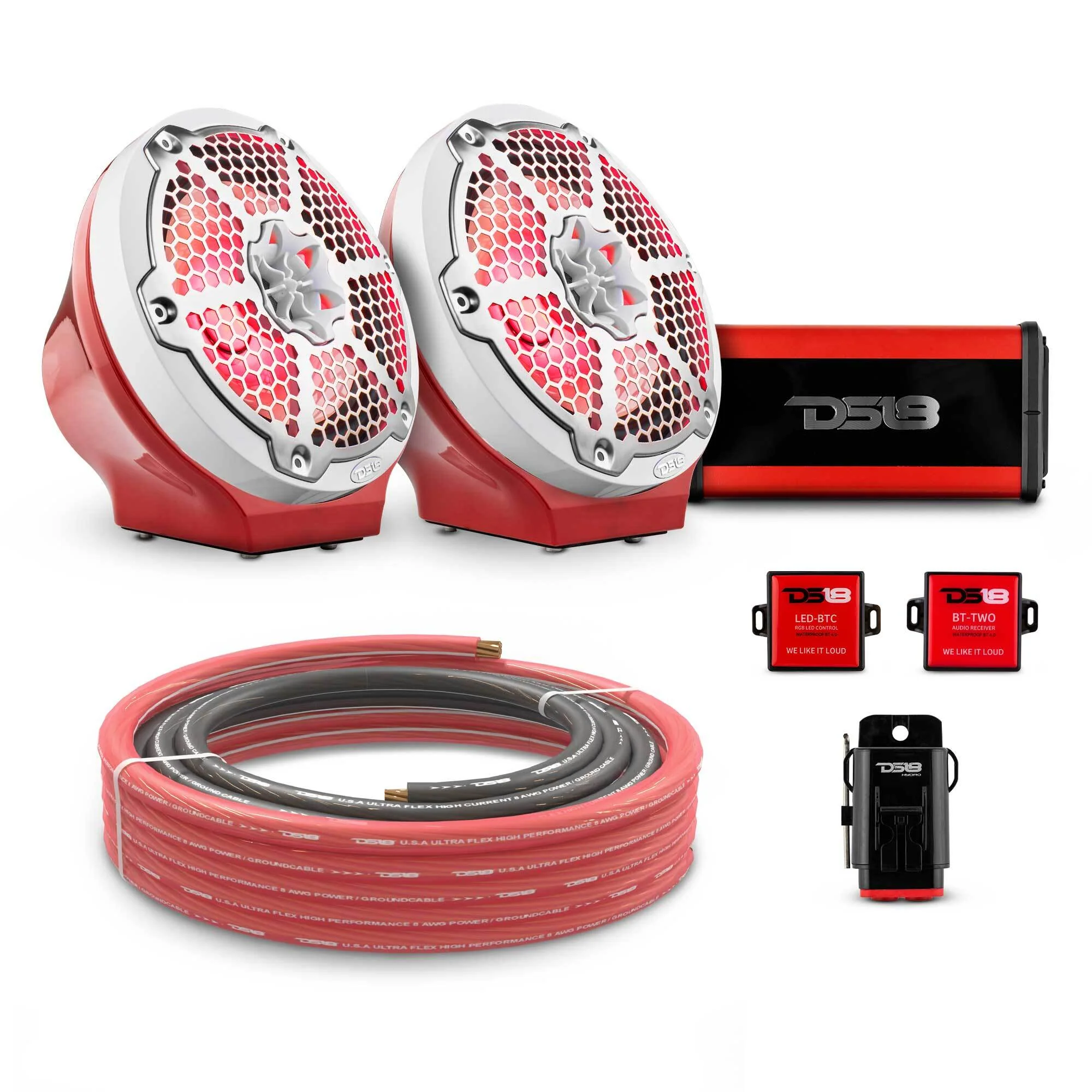 8" Loaded Flat Mount Speaker Pods with Amplifier, Installation Kit and RGB LED Lights, Package for Can-Am Spyder & Ryker - Image 16