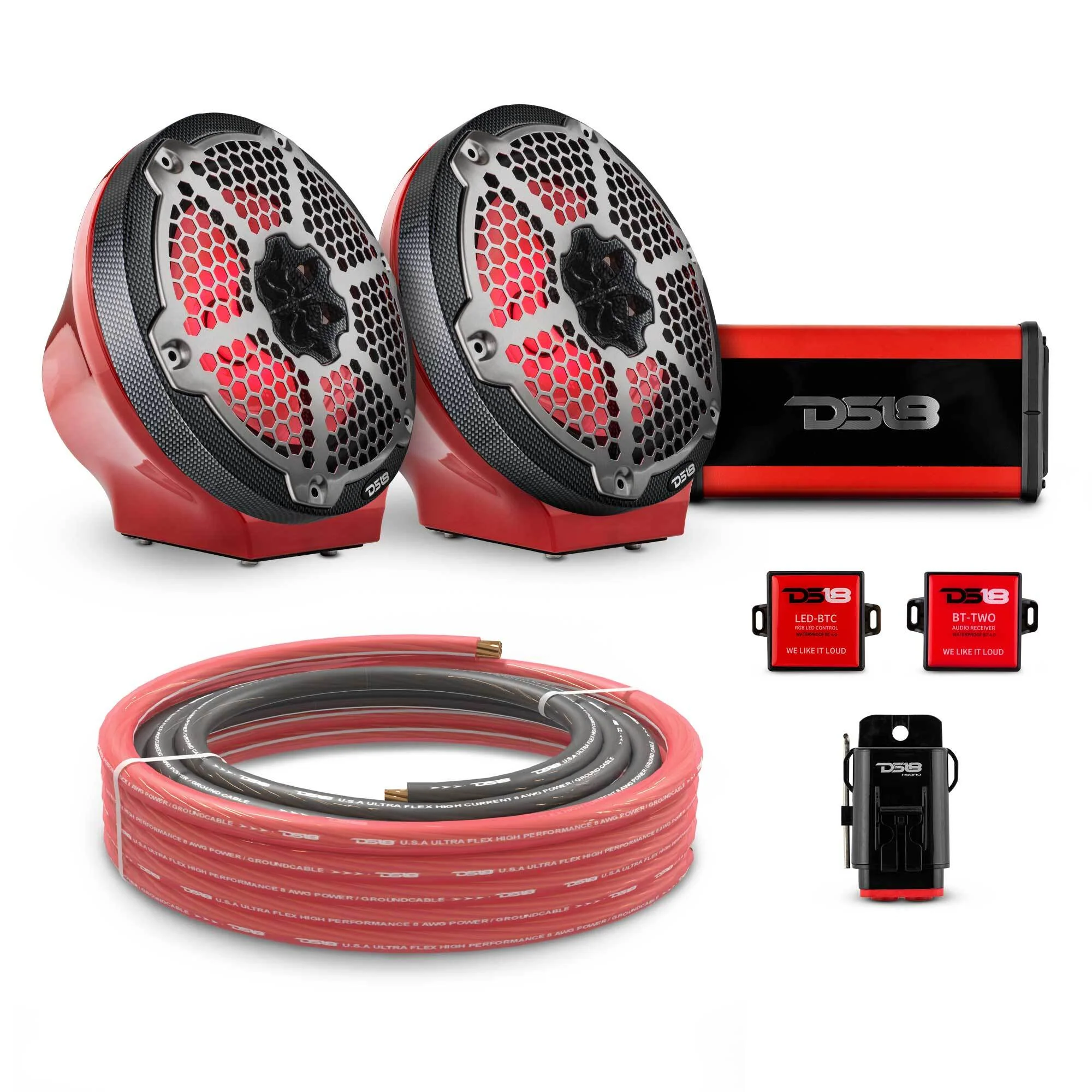 8" Loaded Flat Mount Speaker Pods with Amplifier, Installation Kit and RGB LED Lights, Package for Can-Am Spyder & Ryker - Image 17
