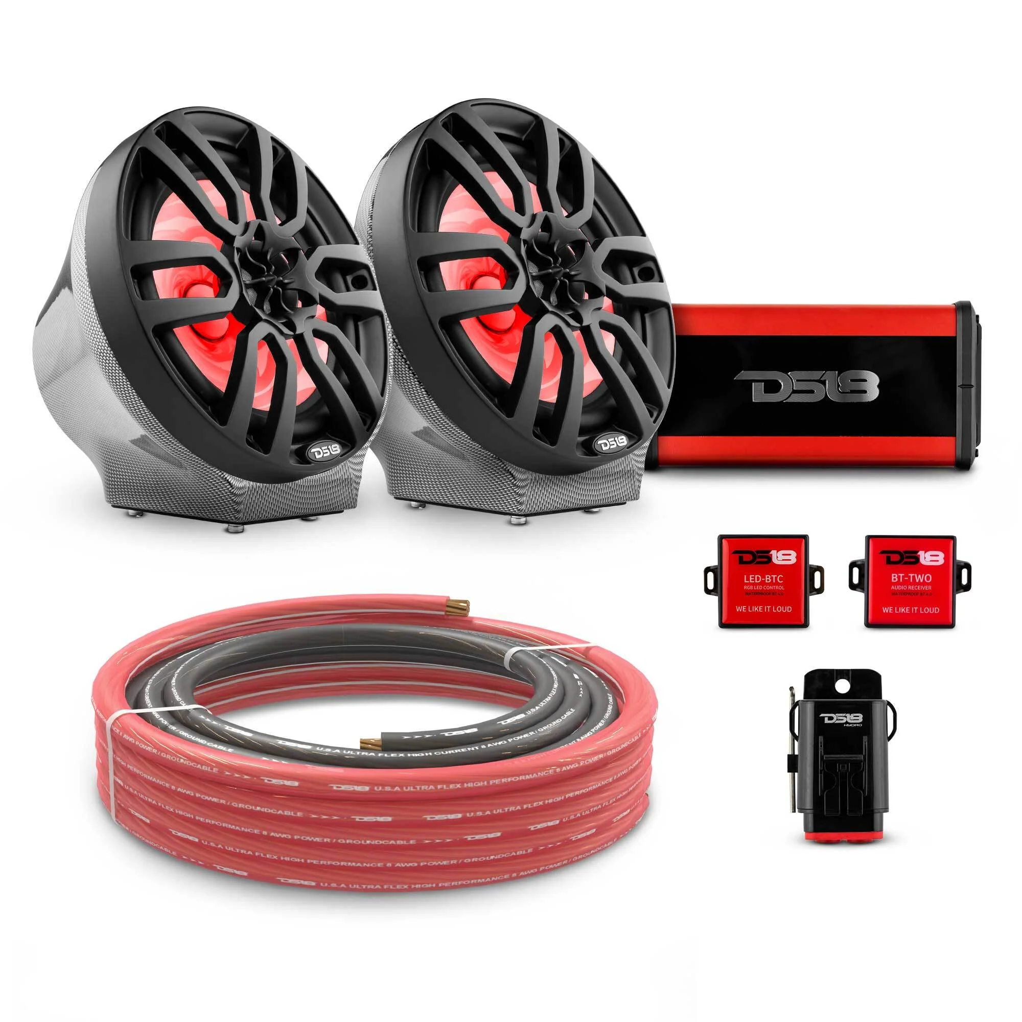 8" Loaded Flat Mount Speaker Pods with Amplifier, Installation Kit and RGB LED Lights, Package for Can-Am Spyder & Ryker - Image 18