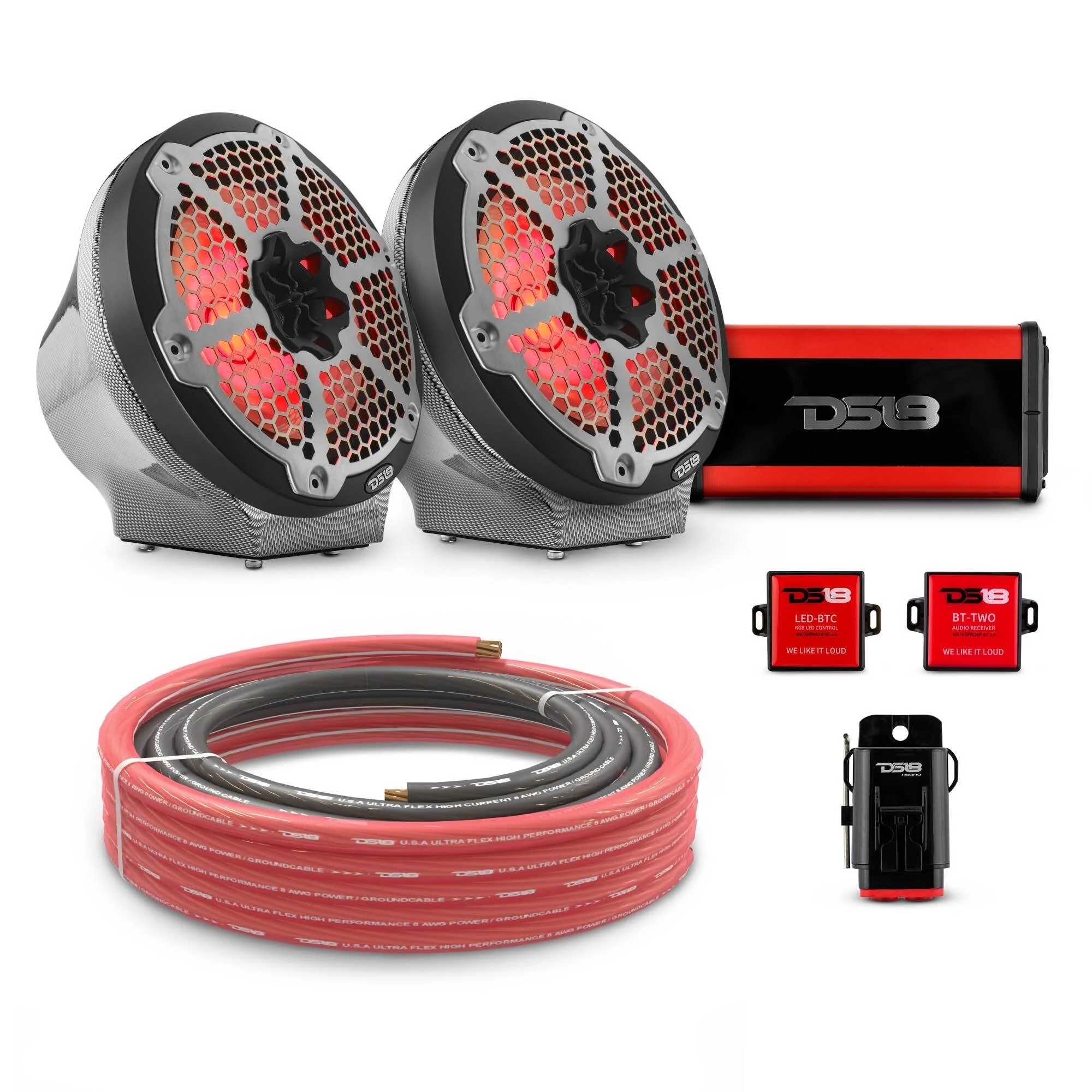 8" Loaded Flat Mount Speaker Pods with Amplifier, Installation Kit and RGB LED Lights, Package for Can-Am Spyder & Ryker - Image 19