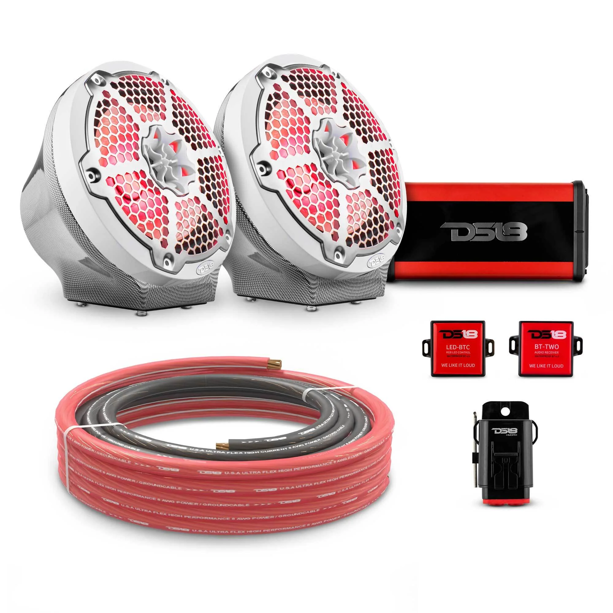 8" Loaded Flat Mount Speaker Pods with Amplifier, Installation Kit and RGB LED Lights, Package for Can-Am Spyder & Ryker - Image 21
