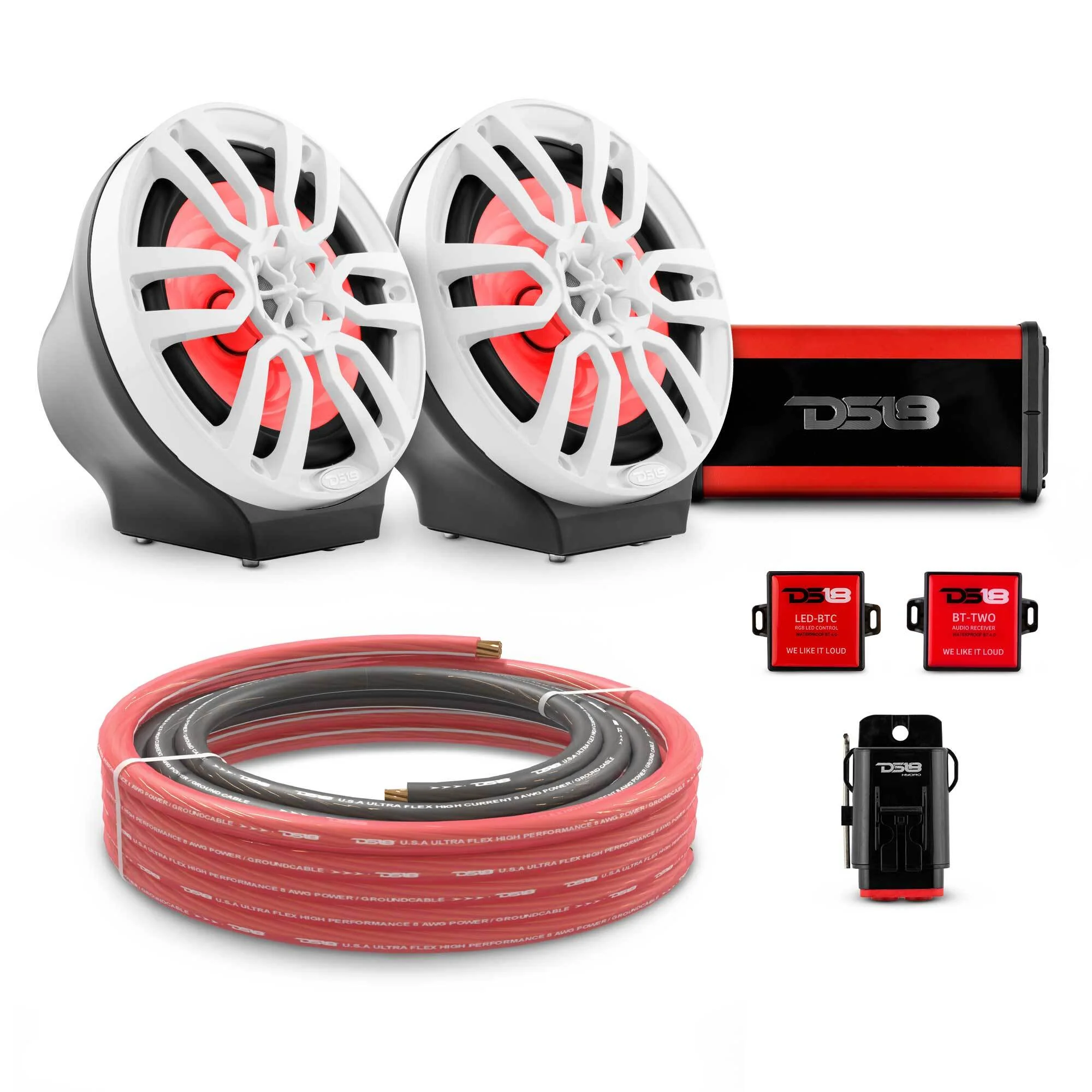 8" Loaded Flat Mount Speaker Pods with Amplifier, Installation Kit and RGB LED Lights, Package for Can-Am Spyder & Ryker - Image 5