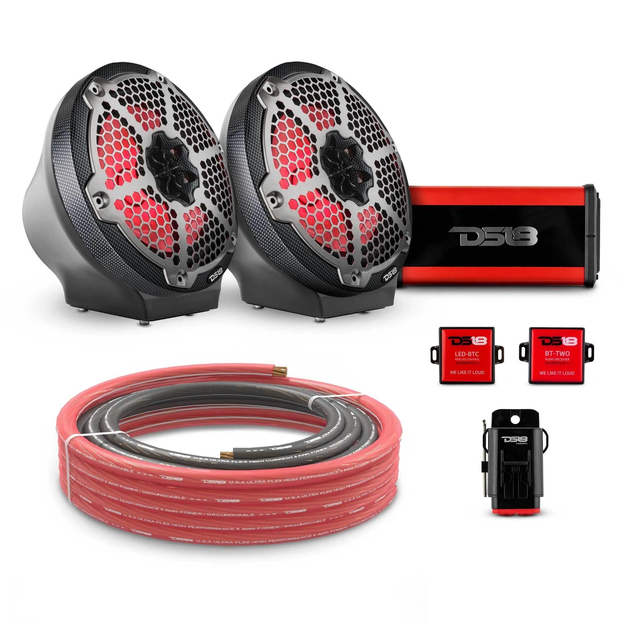 8" Loaded Flat Mount Speaker Pods with Amplifier, Installation Kit and RGB LED Lights, Package for Can-Am Spyder & Ryker - Image 7