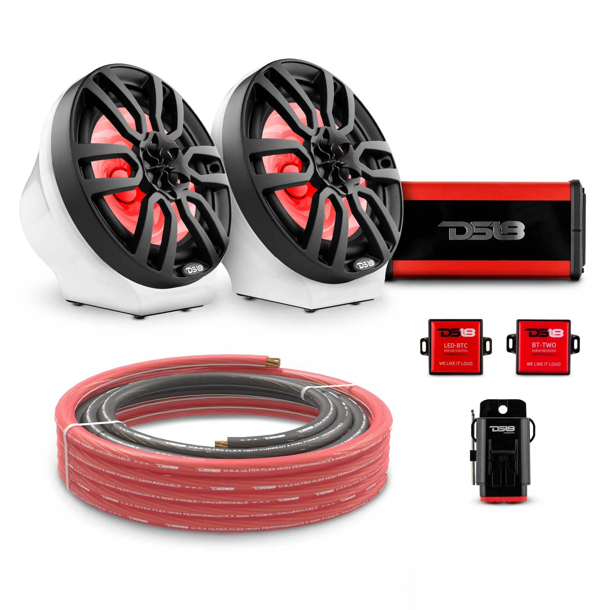 8" Loaded Flat Mount Speaker Pods with Amplifier, Installation Kit and RGB LED Lights, Package for Can-Am Spyder & Ryker - Image 8