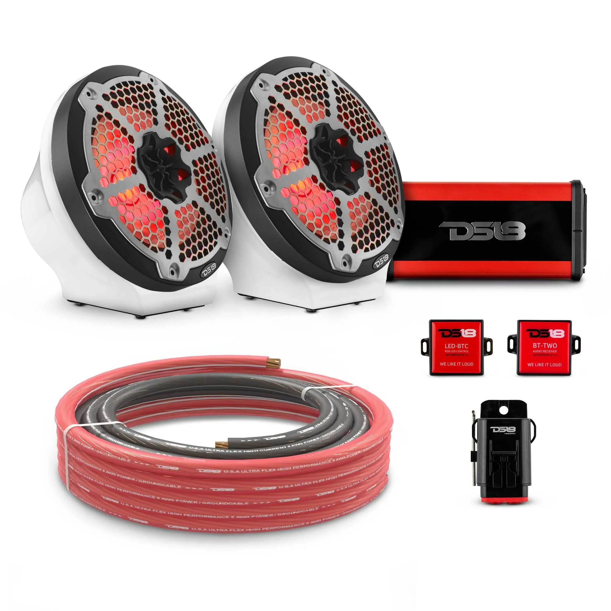 8" Loaded Flat Mount Speaker Pods with Amplifier, Installation Kit and RGB LED Lights, Package for Can-Am Spyder & Ryker - Image 9