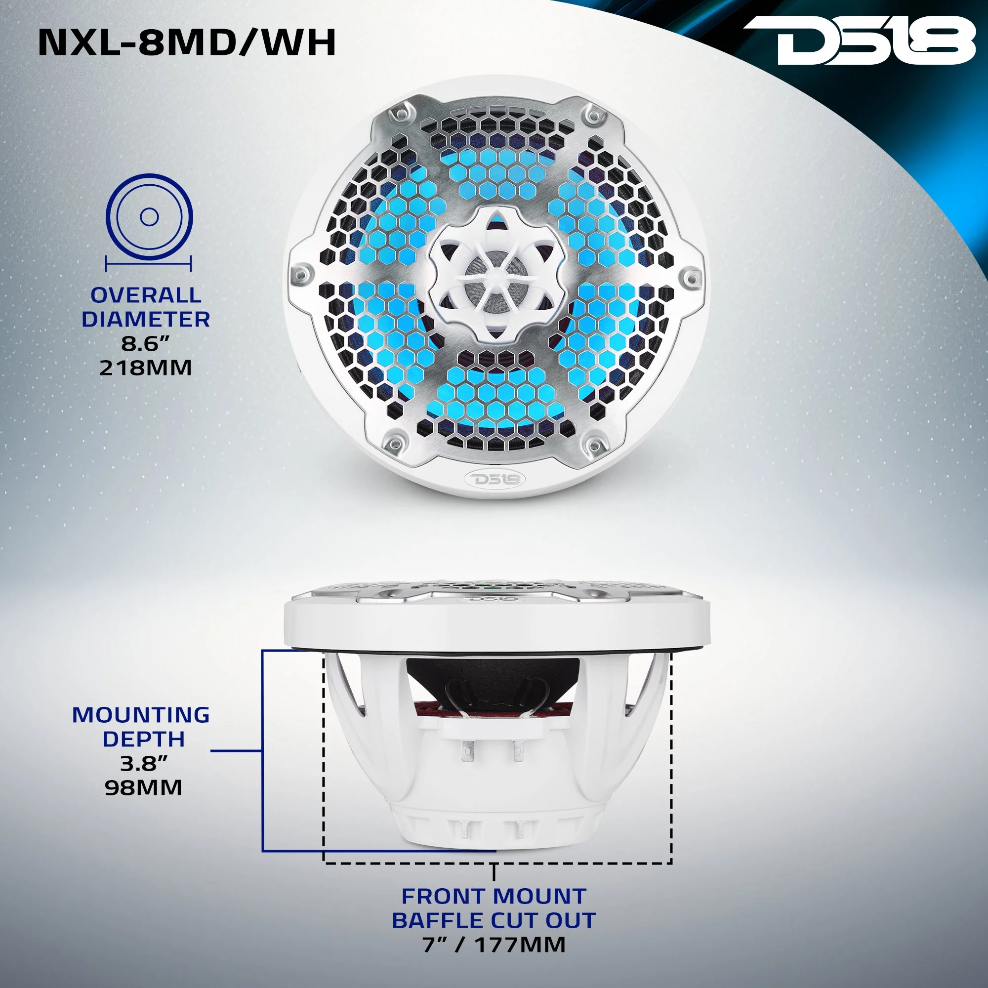 8” Marine 2-Way Hybrid Speaker with RGB LED, Compression Driver and Neodymium Magnet | 350W RMS 4-Ohm - Image 11