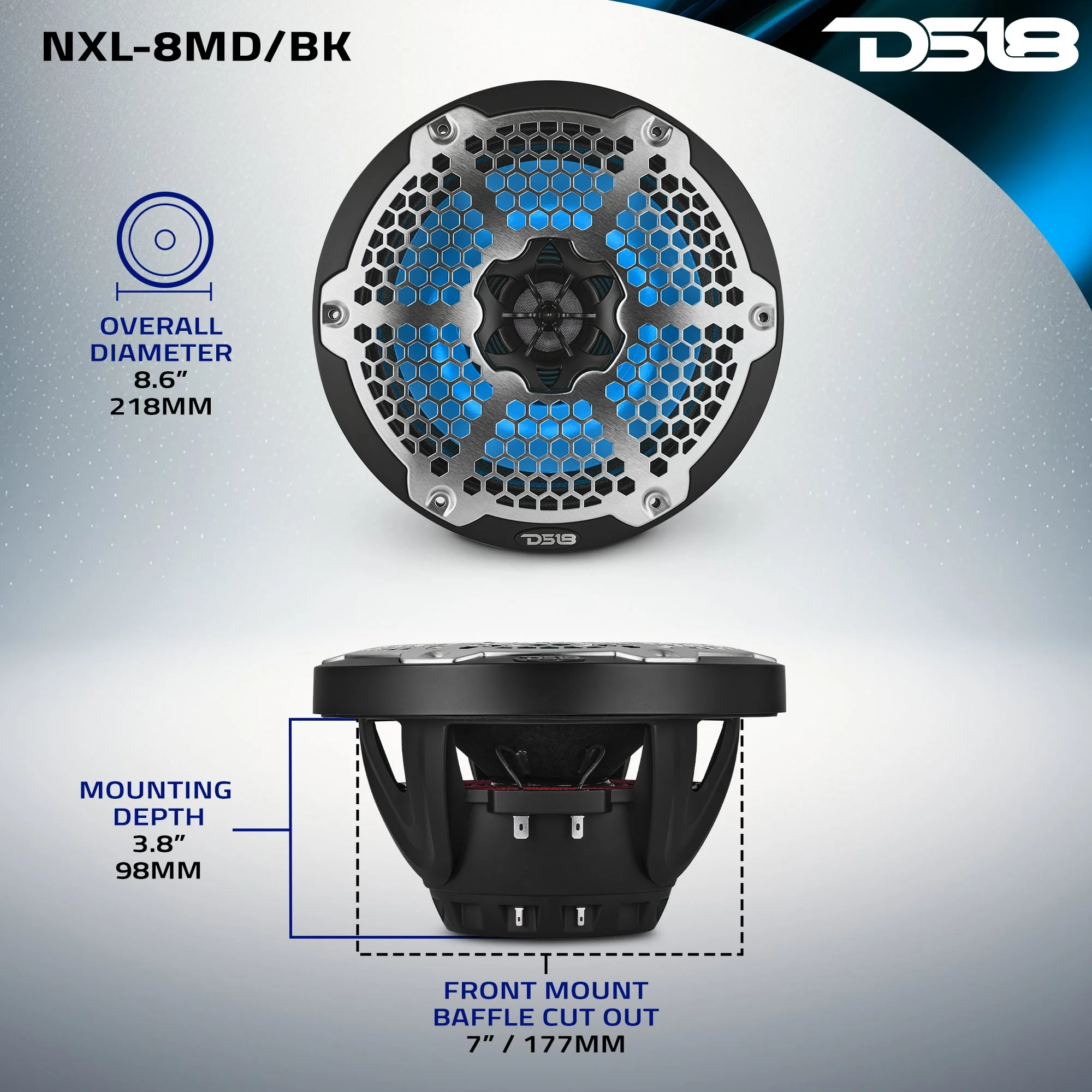 8” Marine 2-Way Hybrid Speaker with RGB LED, Compression Driver and Neodymium Magnet | 350W RMS 4-Ohm - Image 11