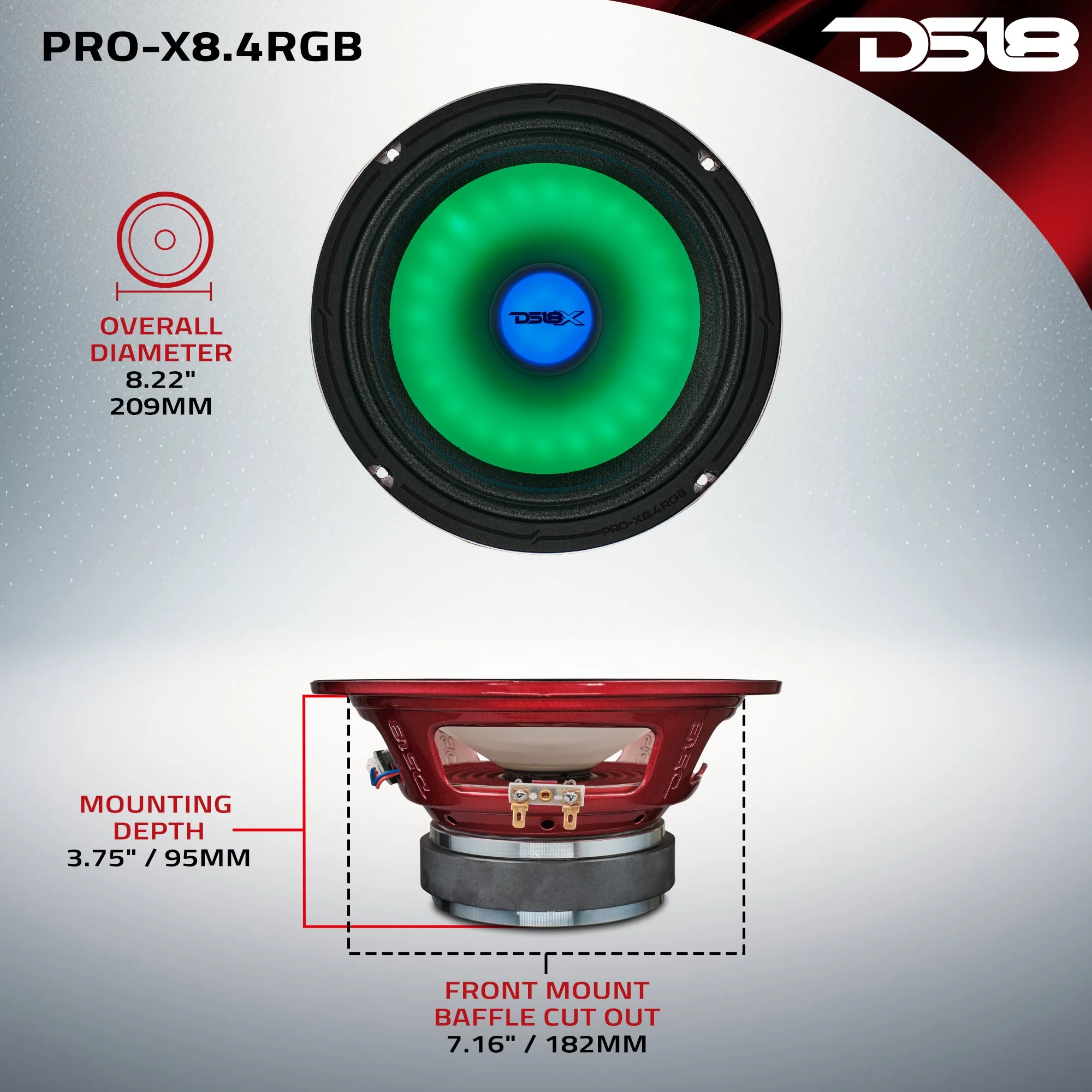 8" Mid-Range Loudspeaker with Dual RGB LED For Cone & Dust Cap 275 Watts 4-Ohm - Image 9