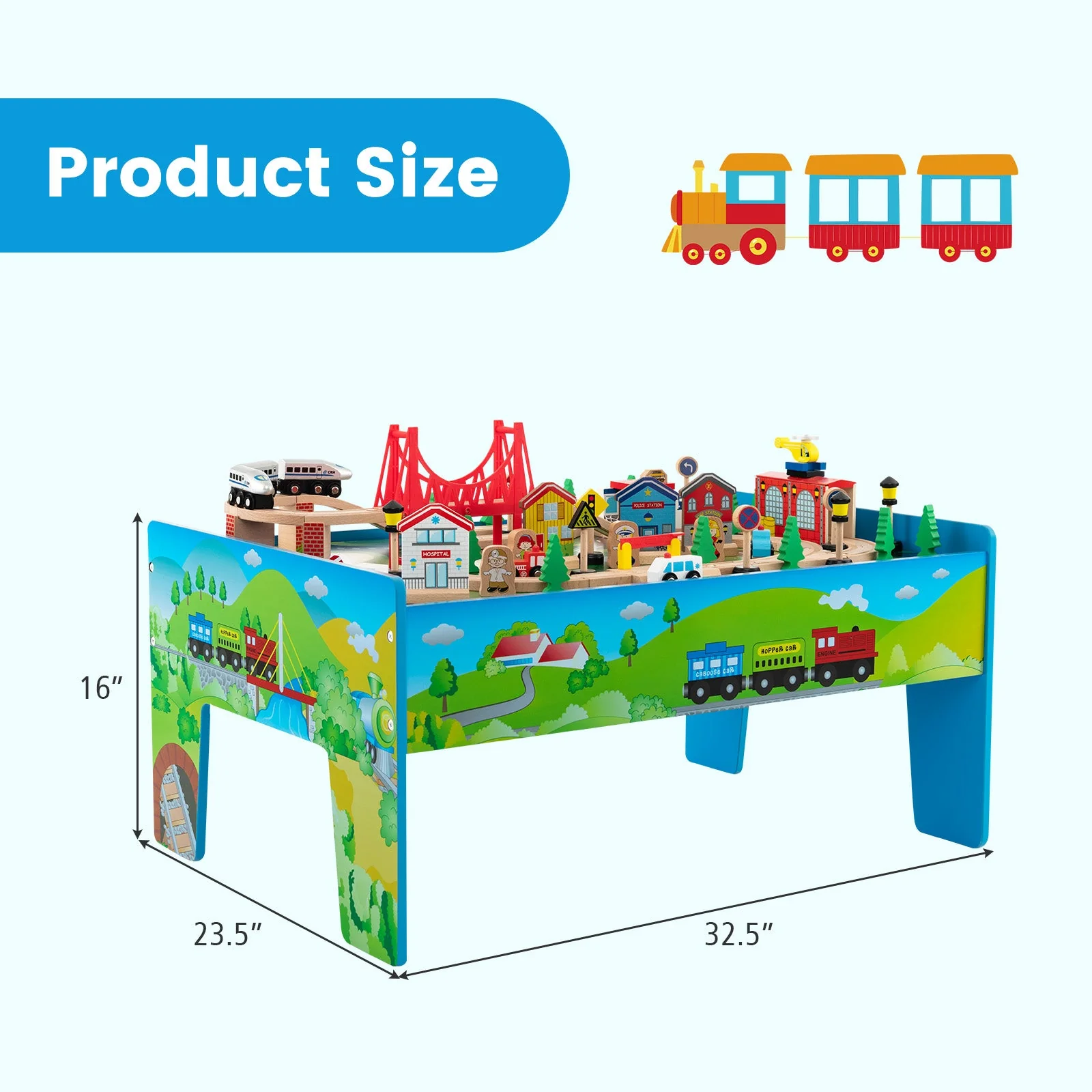 80-Piece Wooden Train Set and Table - Image 5