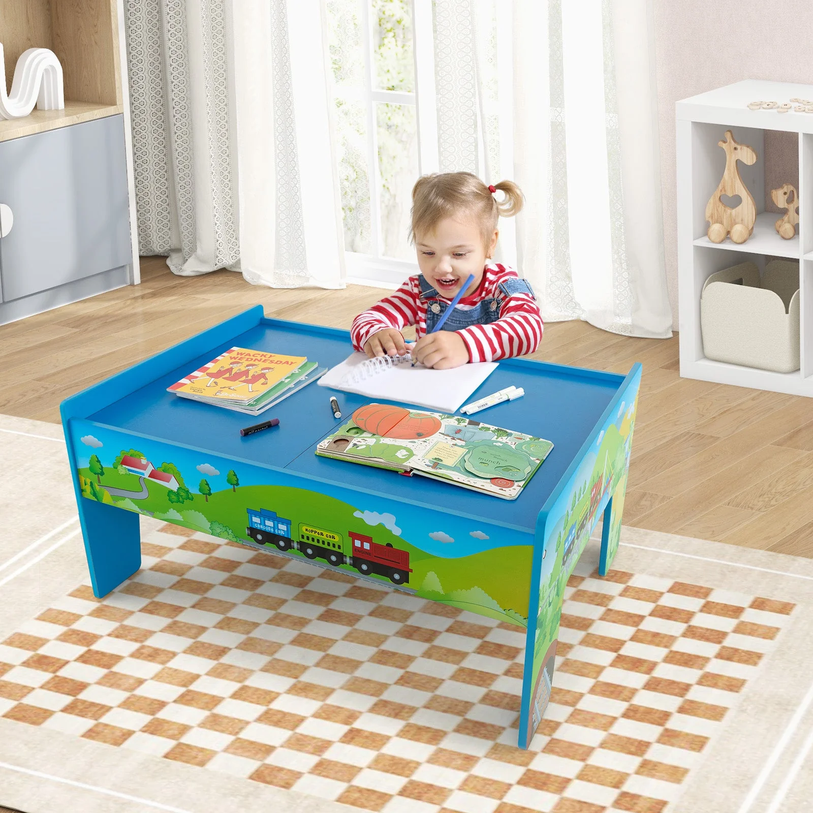 80-Piece Wooden Train Set and Table - Image 6