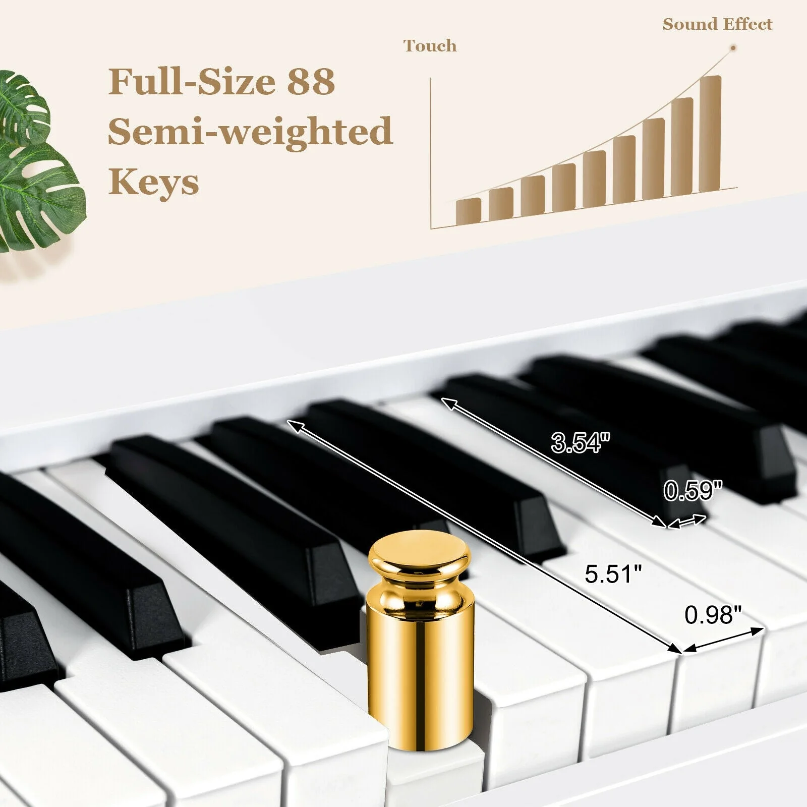 88-Key Foldable Digital Piano with MIDI and Wireless BT-White - Image 6
