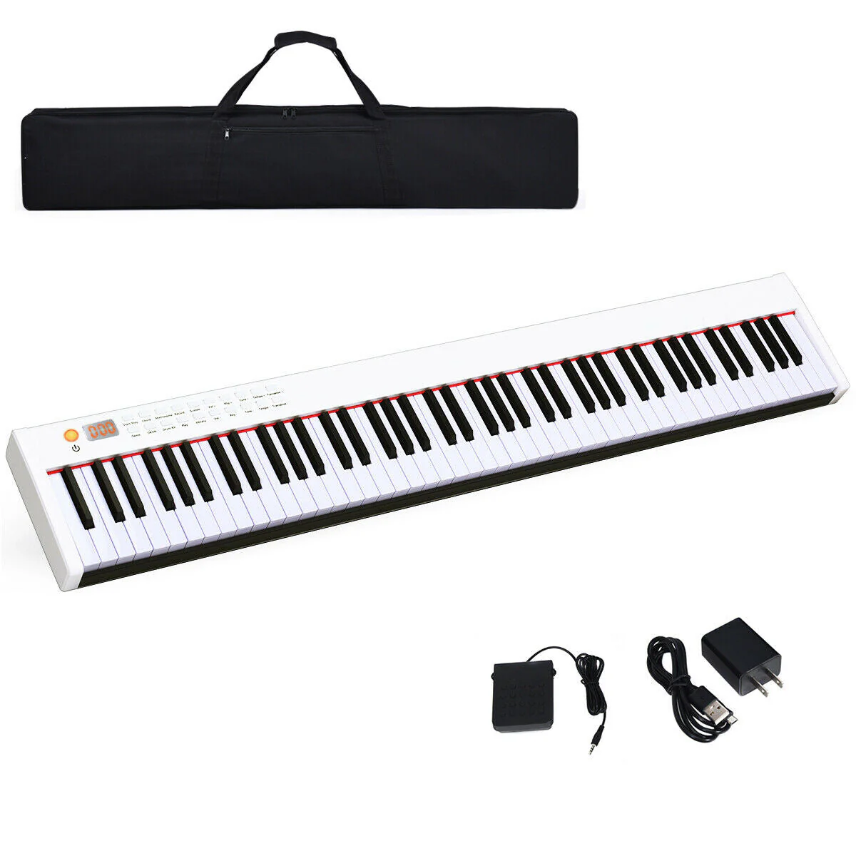 88-Key Portable Full-Size Semi-weighted Digital Piano Keyboard-White - Image 4