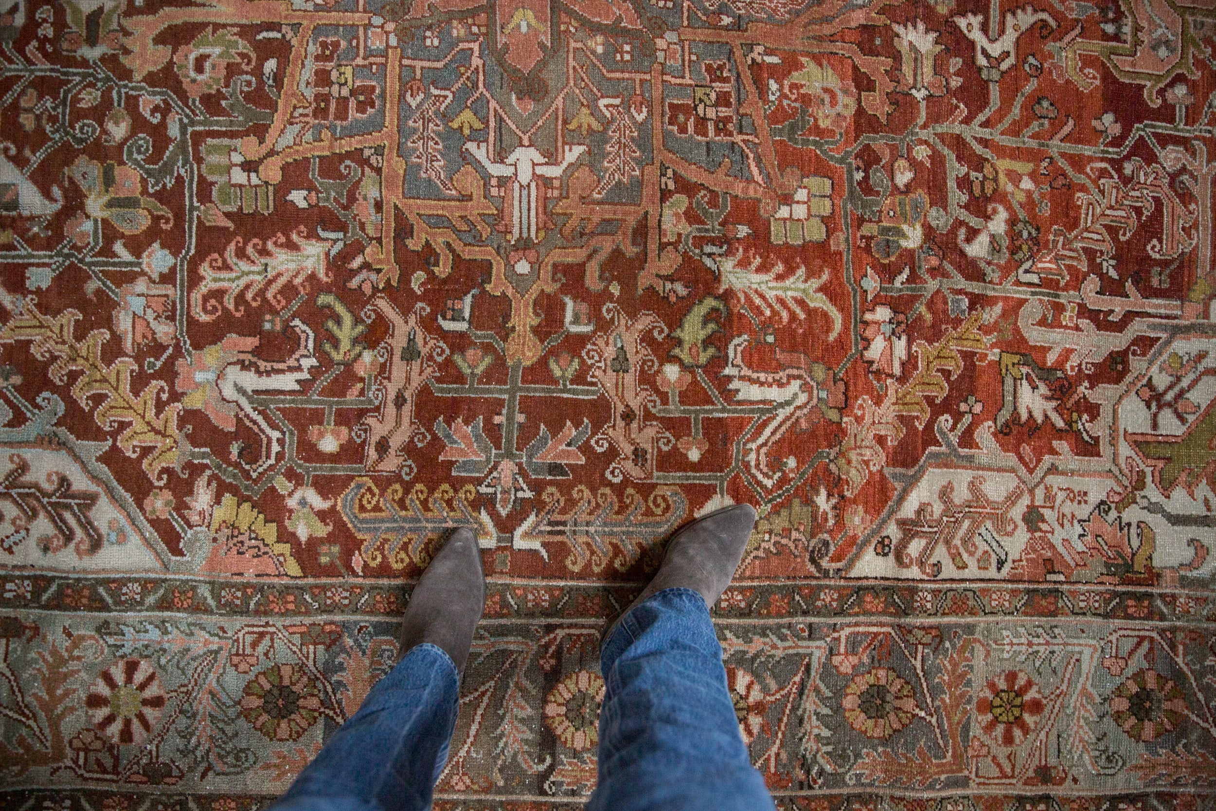 8x11.5 Vintage Distressed Ahar Carpet - Image 2