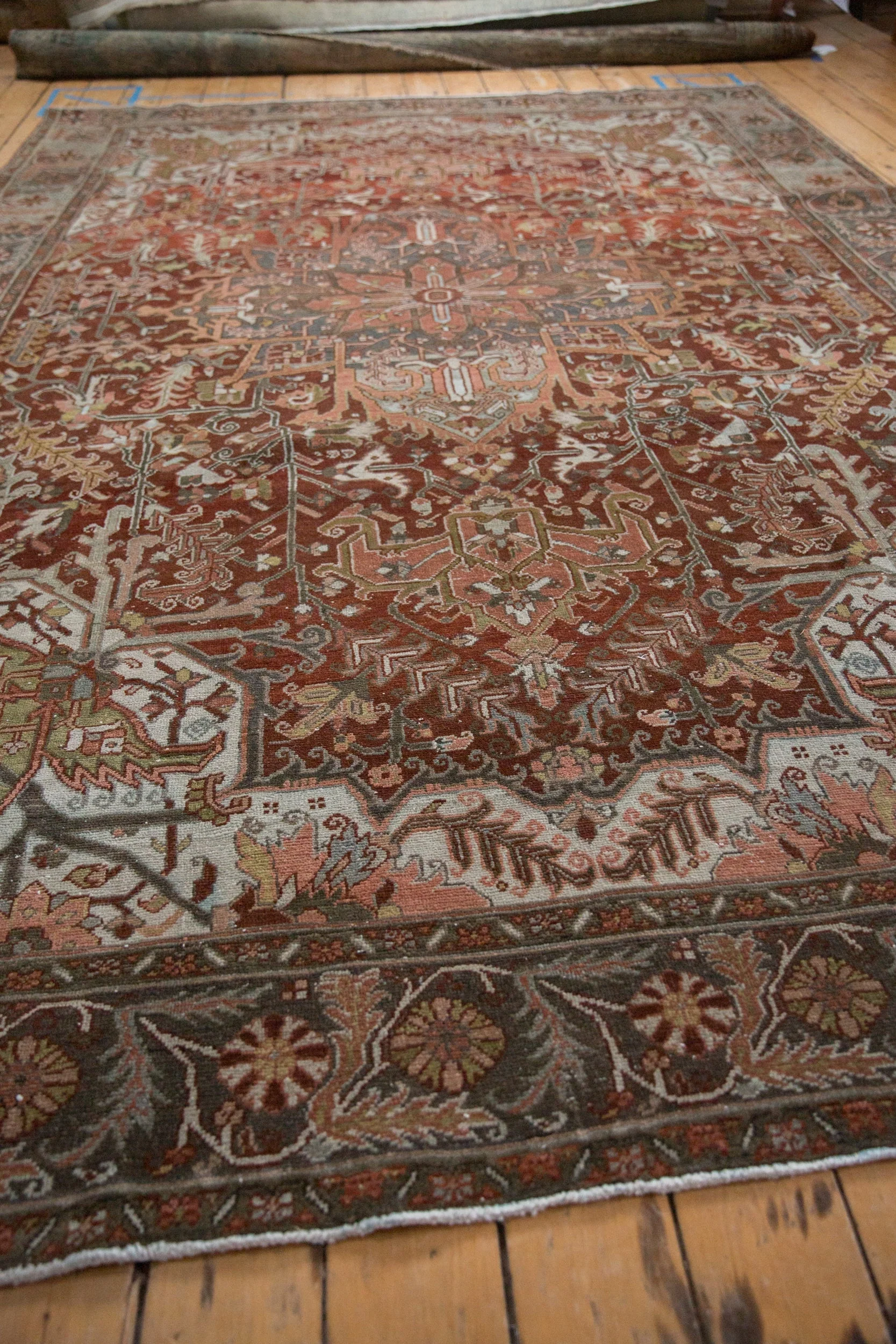 8x11.5 Vintage Distressed Ahar Carpet - Image 9