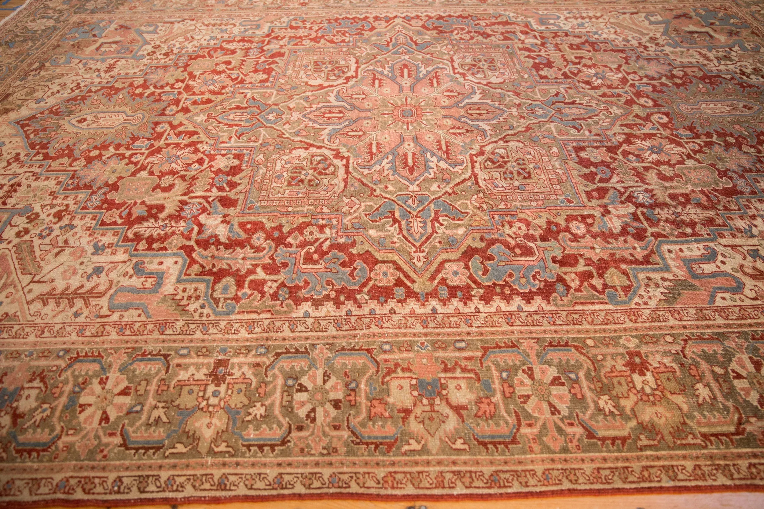 9.5x13 Vintage Distressed Heriz Carpet - Image 11