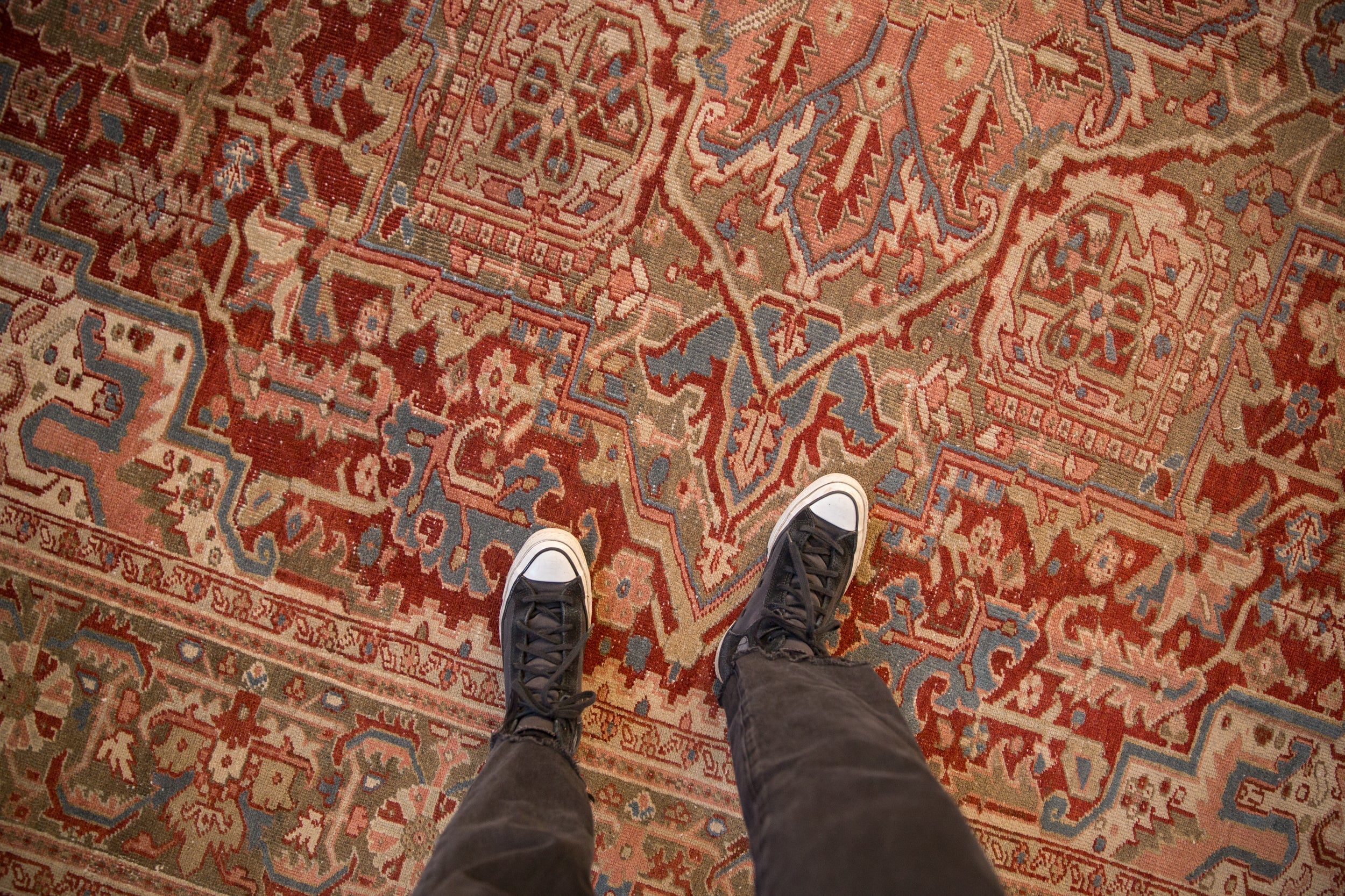 9.5x13 Vintage Distressed Heriz Carpet - Image 2