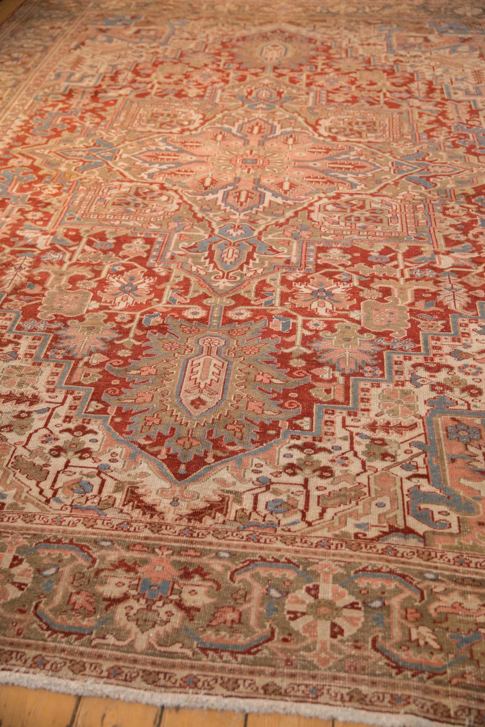 9.5x13 Vintage Distressed Heriz Carpet - Image 6