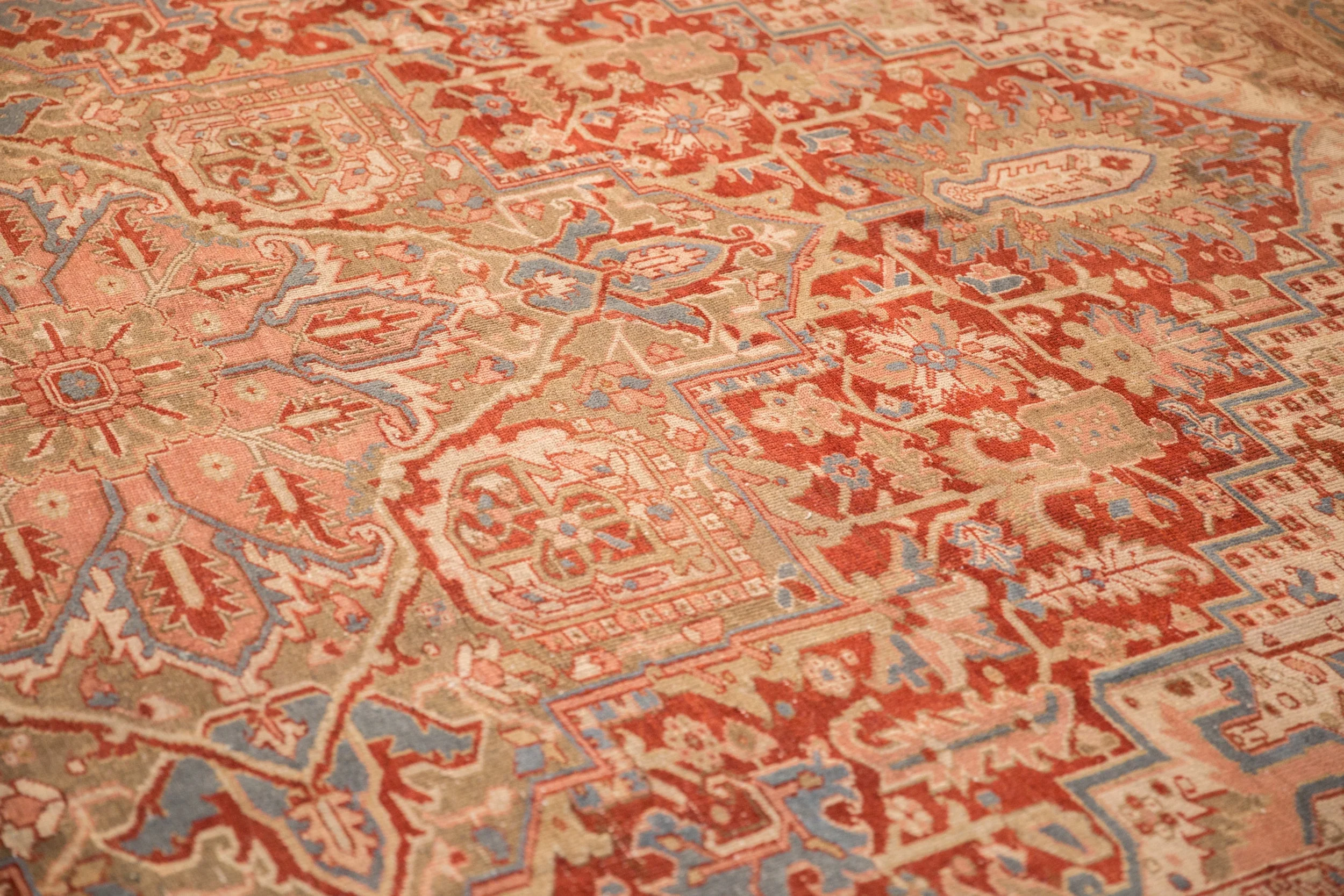 9.5x13 Vintage Distressed Heriz Carpet - Image 8