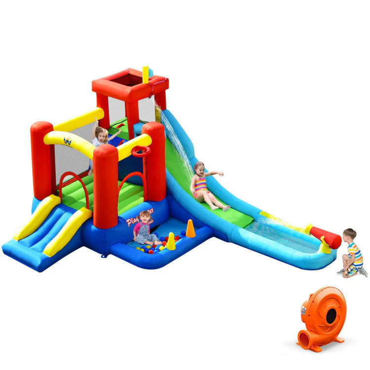 9-in-1 Inflatable Kids Water Slide Bounce House with 860W Blower - Image 2