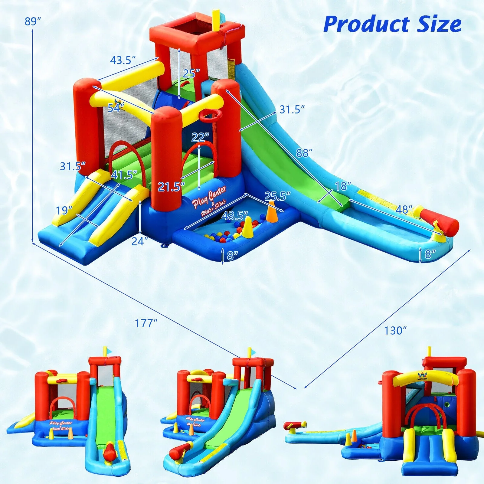 9-in-1 Inflatable Kids Water Slide Bounce House with 860W Blower - Image 4