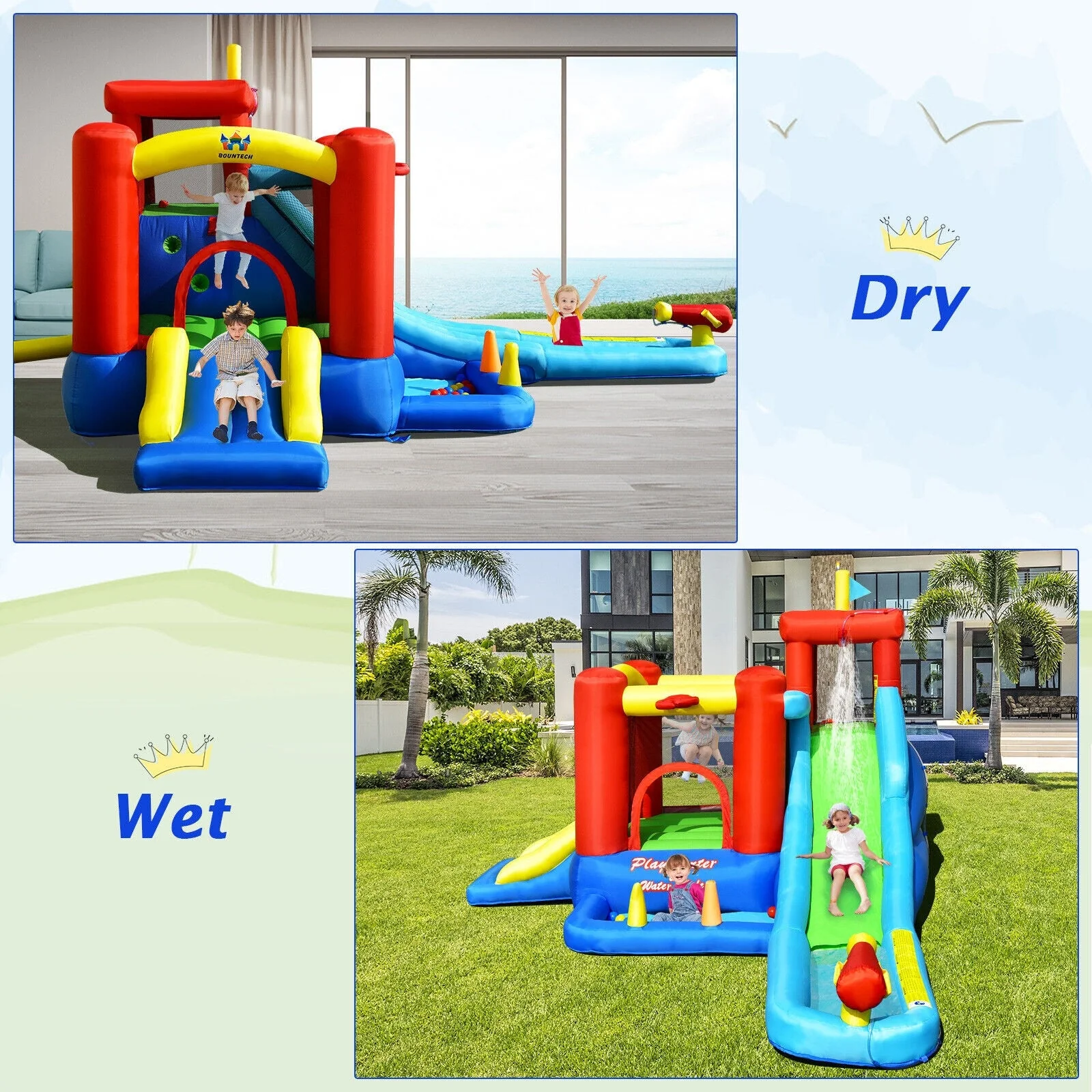 9-in-1 Inflatable Kids Water Slide Bounce House without Blower - Image 8