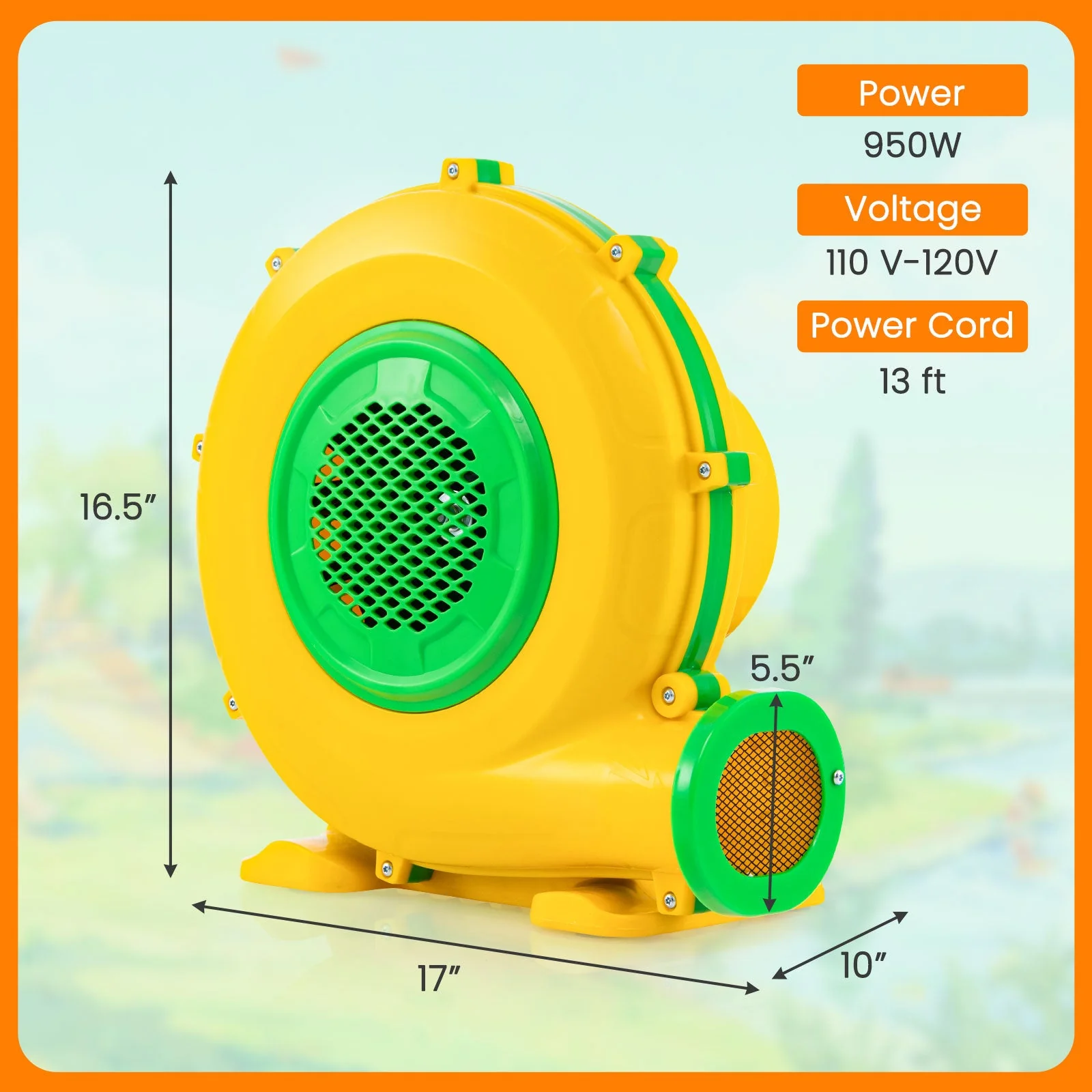 950W Air Blower Air Pump Fan with Convenient Handle and Ground Stakes-950W - Image 4