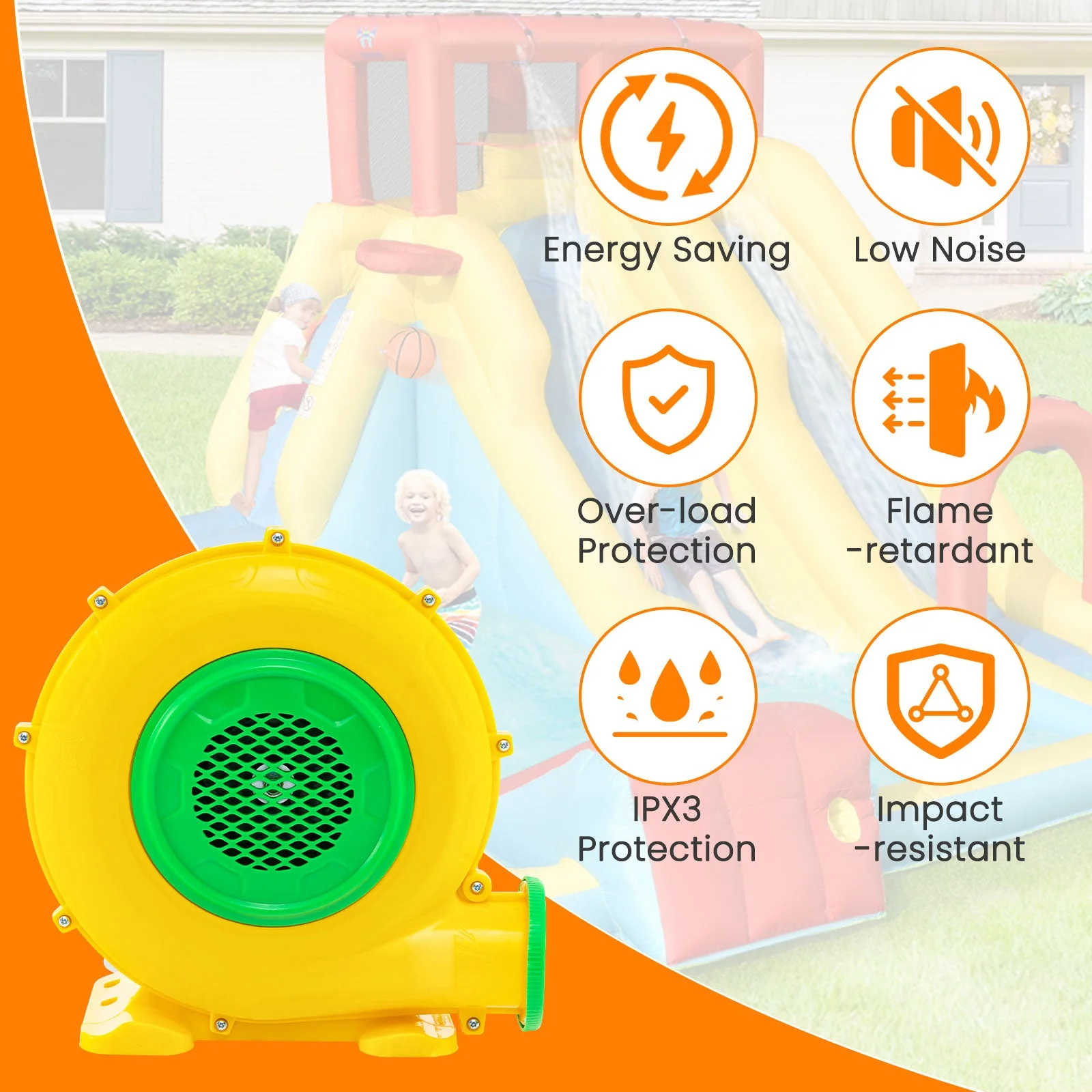 950W Air Blower Air Pump Fan with Convenient Handle and Ground Stakes-950W - Image 5