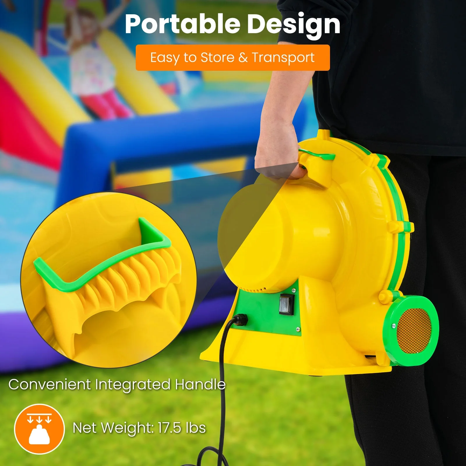 950W Air Blower Air Pump Fan with Convenient Handle and Ground Stakes-950W - Image 6