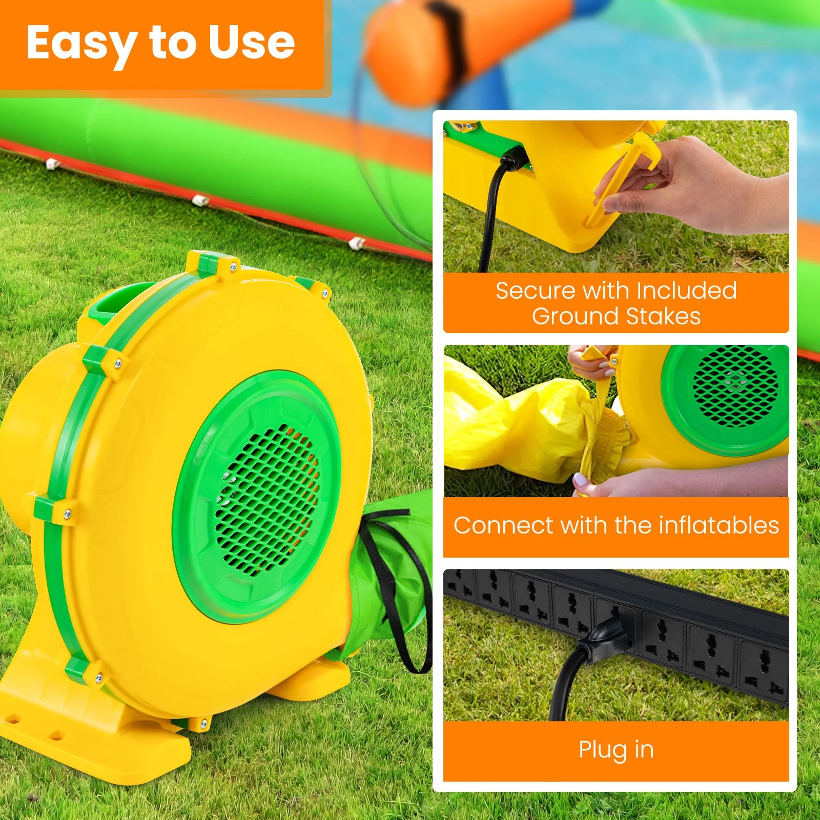 950W Air Blower Air Pump Fan with Convenient Handle and Ground Stakes-950W - Image 8