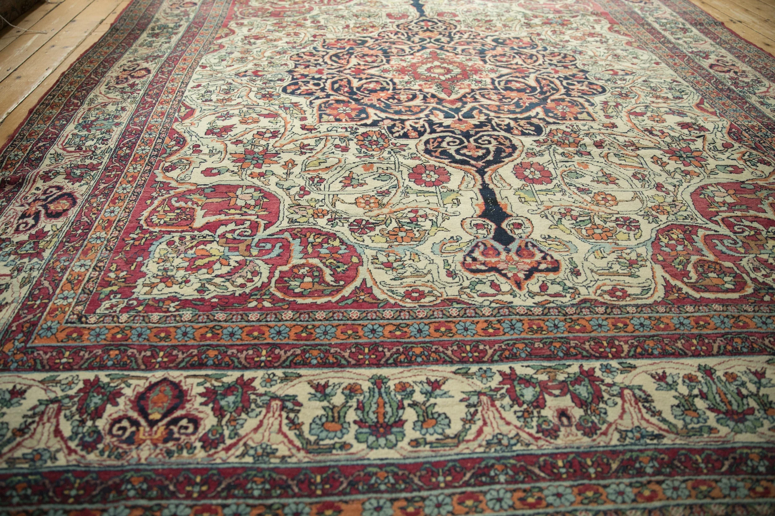 9x10 Antique Fine Kerman Square Carpet - Image 10