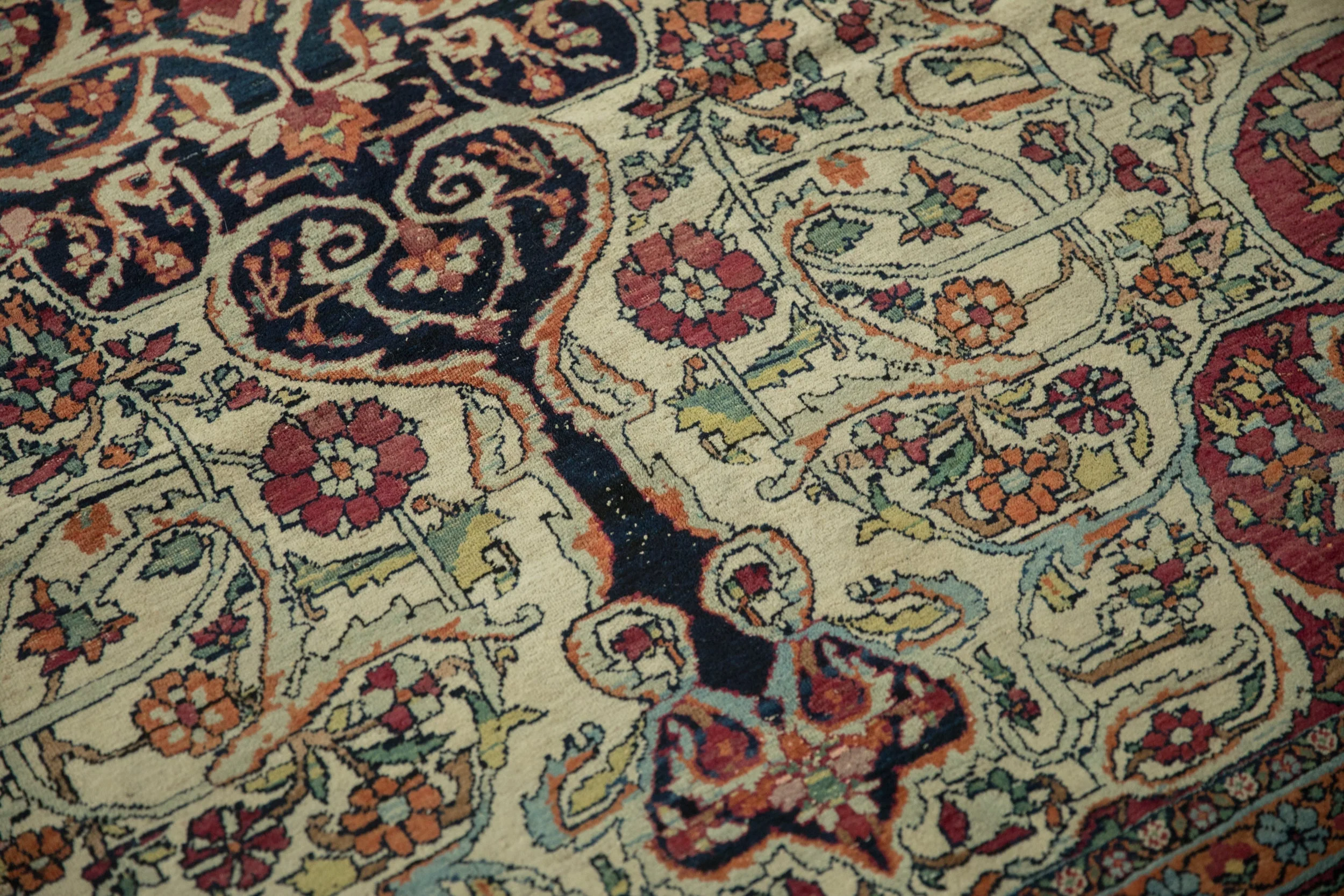 9x10 Antique Fine Kerman Square Carpet - Image 9