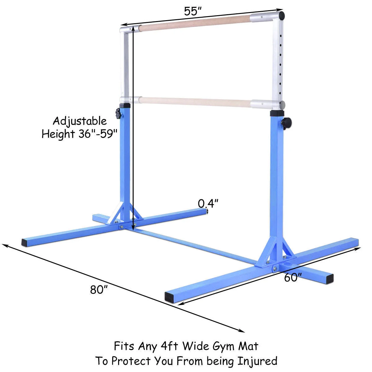 Adjustable Gymnastics Horizontal Bar for Kids-Blue - Image 4
