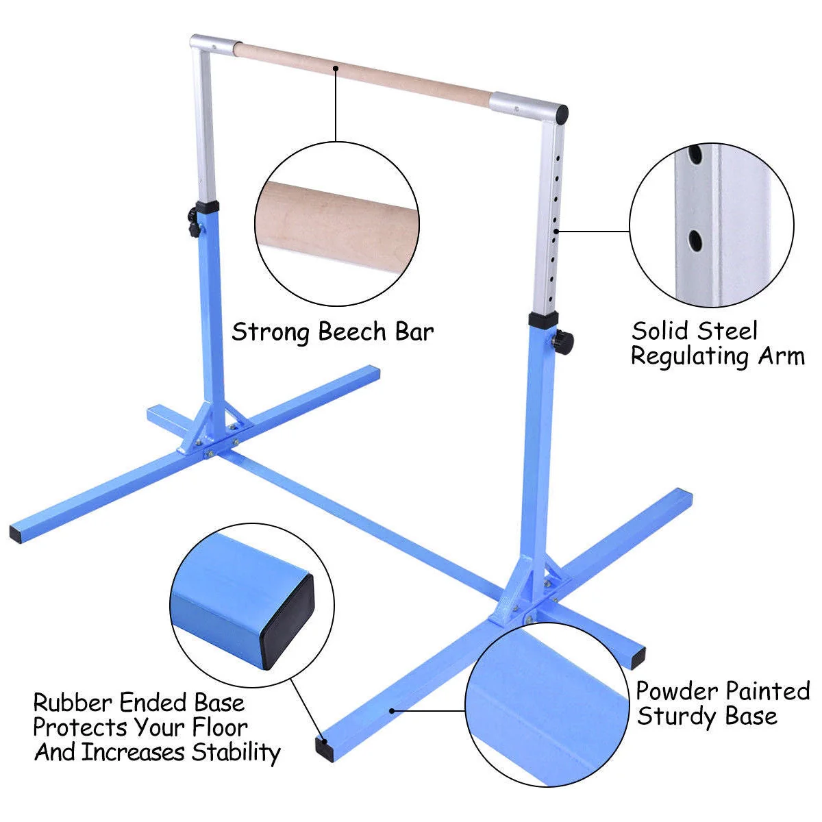 Adjustable Gymnastics Horizontal Bar for Kids-Blue - Image 5