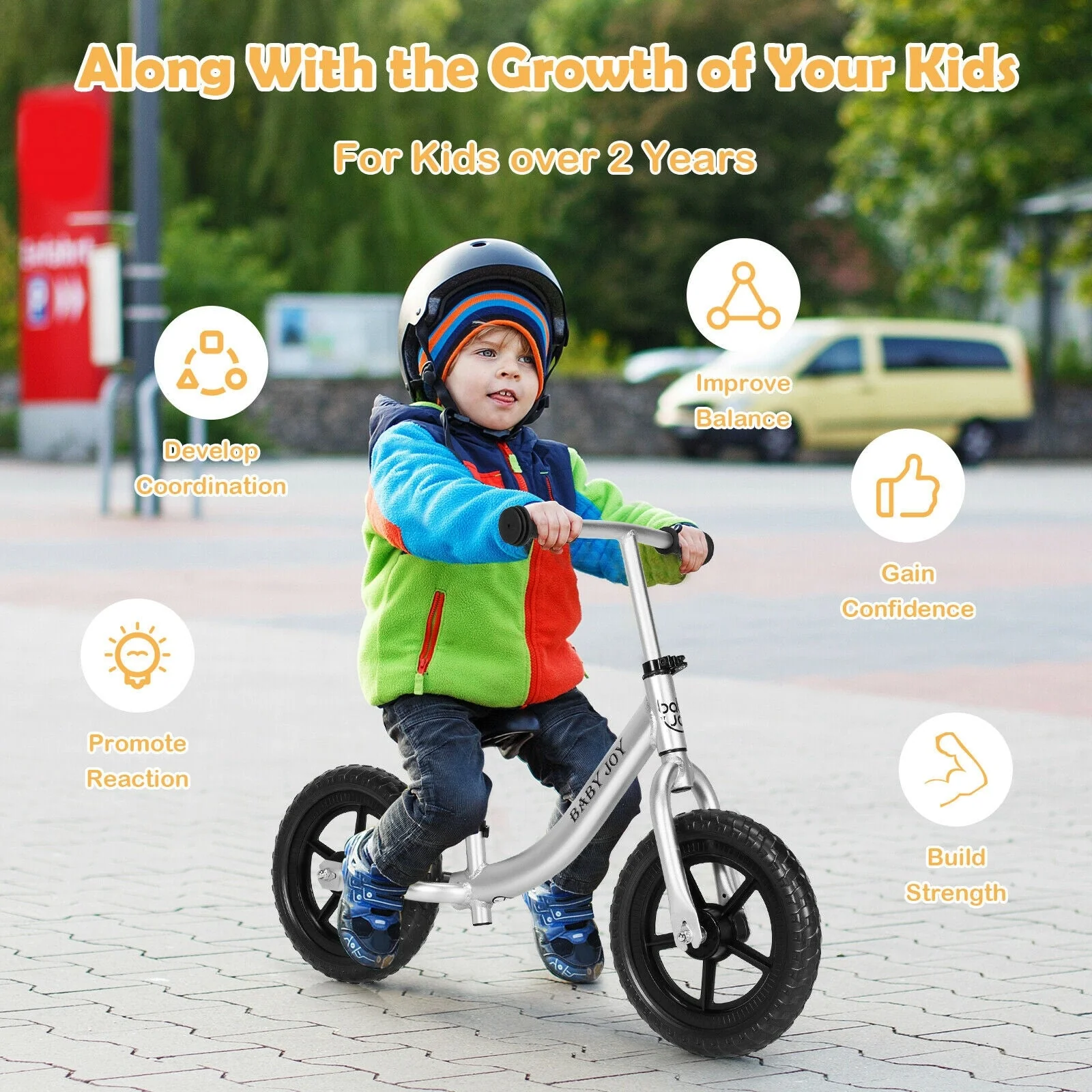 Aluminum Adjustable No Pedal Balance Bike for Kids-Black - Image 3