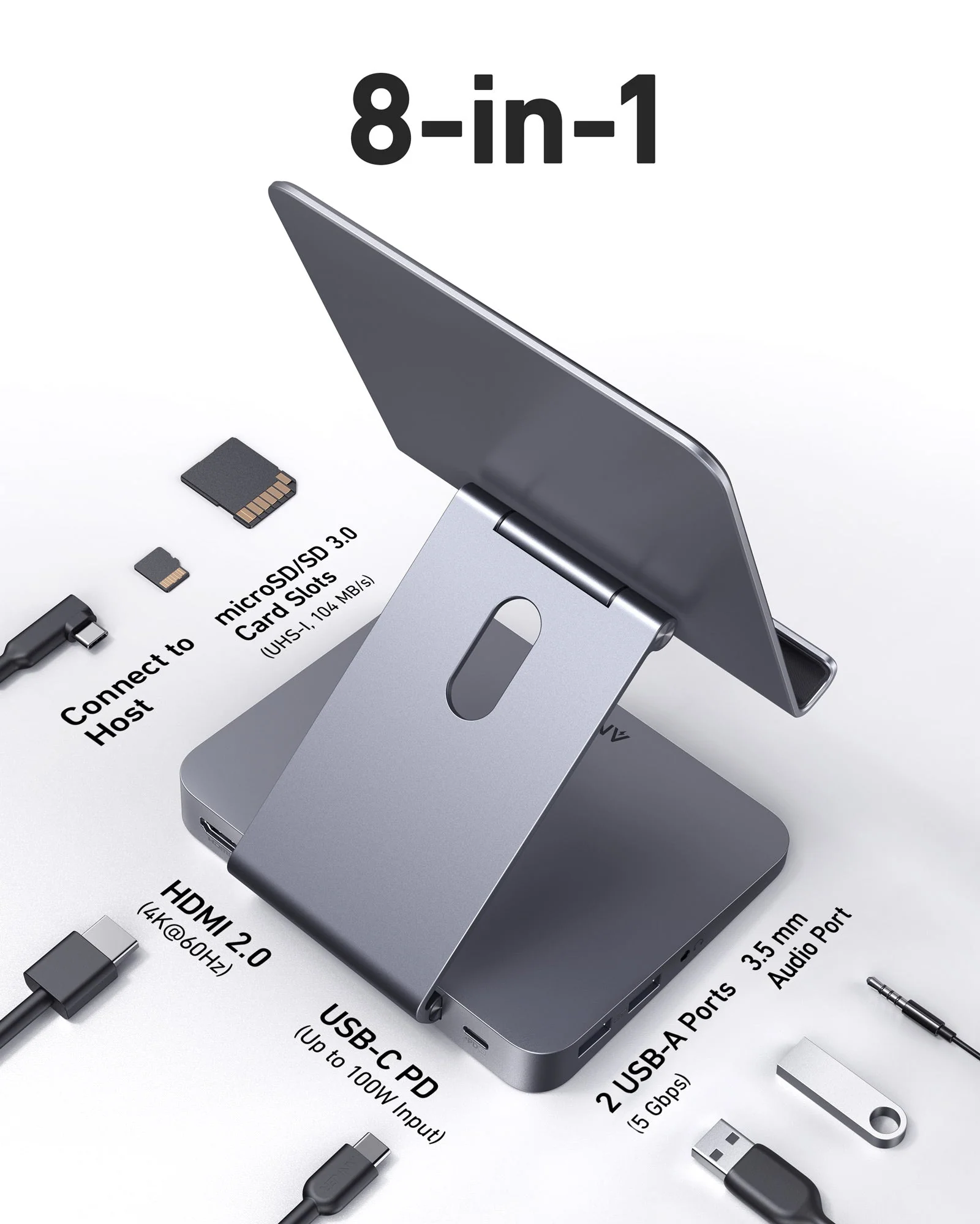 Anker <b>551</b> USB-C Hub (8-in-1, Tablet Stand) - Image 3
