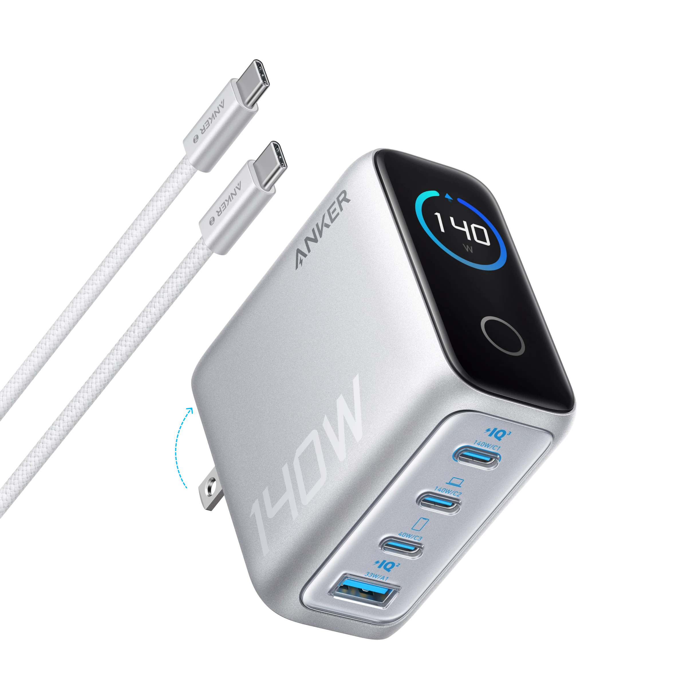 Anker Charger (140W, 4-Port, PD 3.1) with USB-C Cable - Image 7