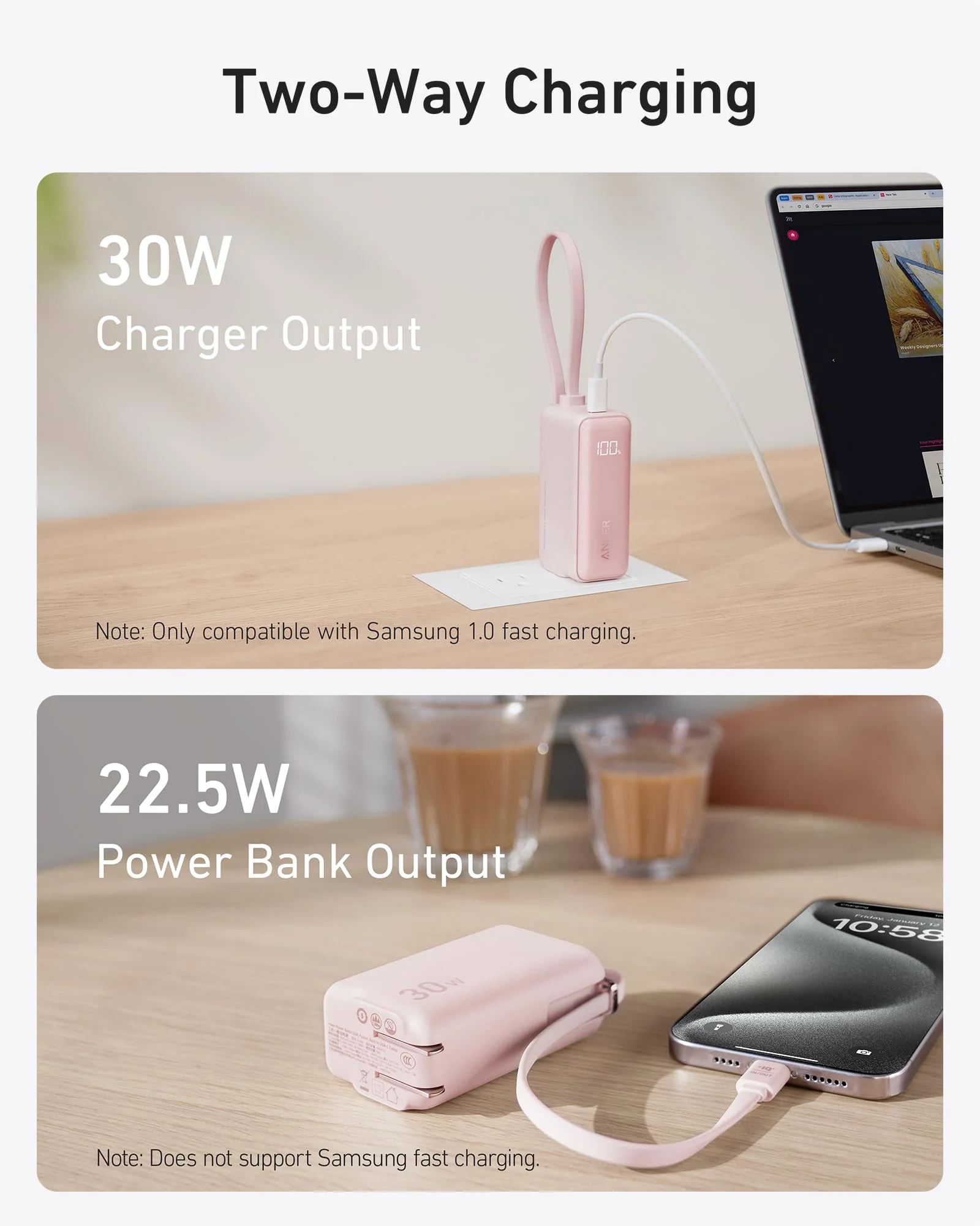 Anker Power Bank (30W, 5k,  Fusion, Built-In USB-C Cable) - Image 32