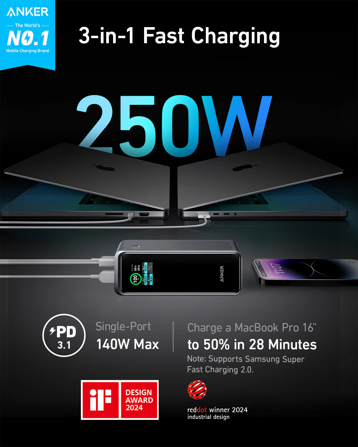 Anker Prime 27,650mAh Power Bank (250W) and 100W Charging Base - Image 2
