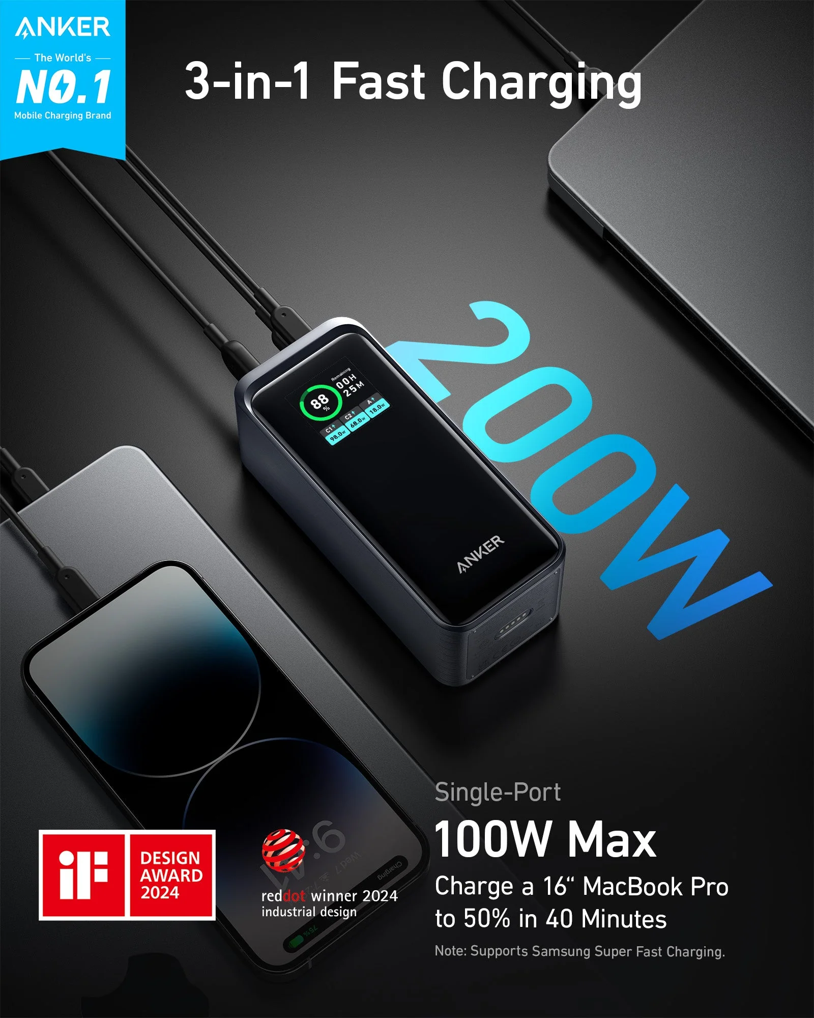 Anker Prime Power Bank (20K, 200W) - Image 2