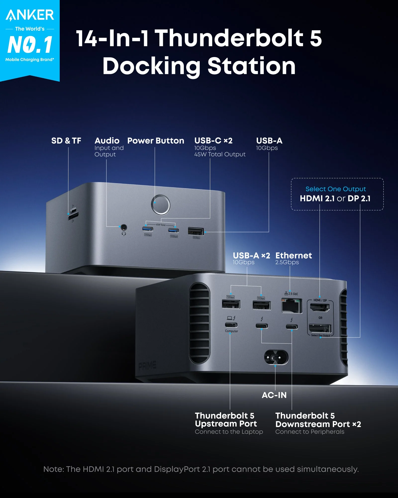 Anker Prime TB5 Docking Station (14-in-1, 8K, Thunderbolt 5 ) - Image 2