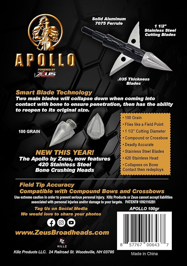 APOLLO 100 GRAIN BROADHEADS (3 PACK)(FORMERLY HERA) - Image 5