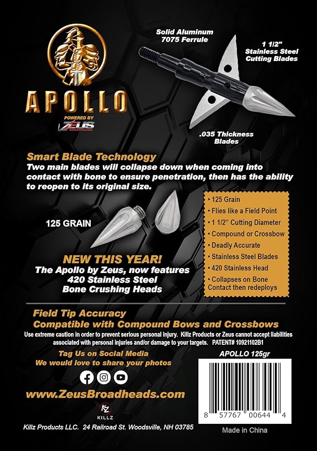 APOLLO 125 GRAIN BROADHEADS (3 PACK) (FORMERLY HERA) - Image 5
