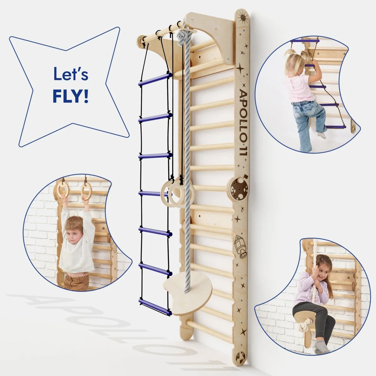 Apollo Swedish Wall / Climbing ladder for Little Austronauts + Moon swing Set + Slide Board - Image 3