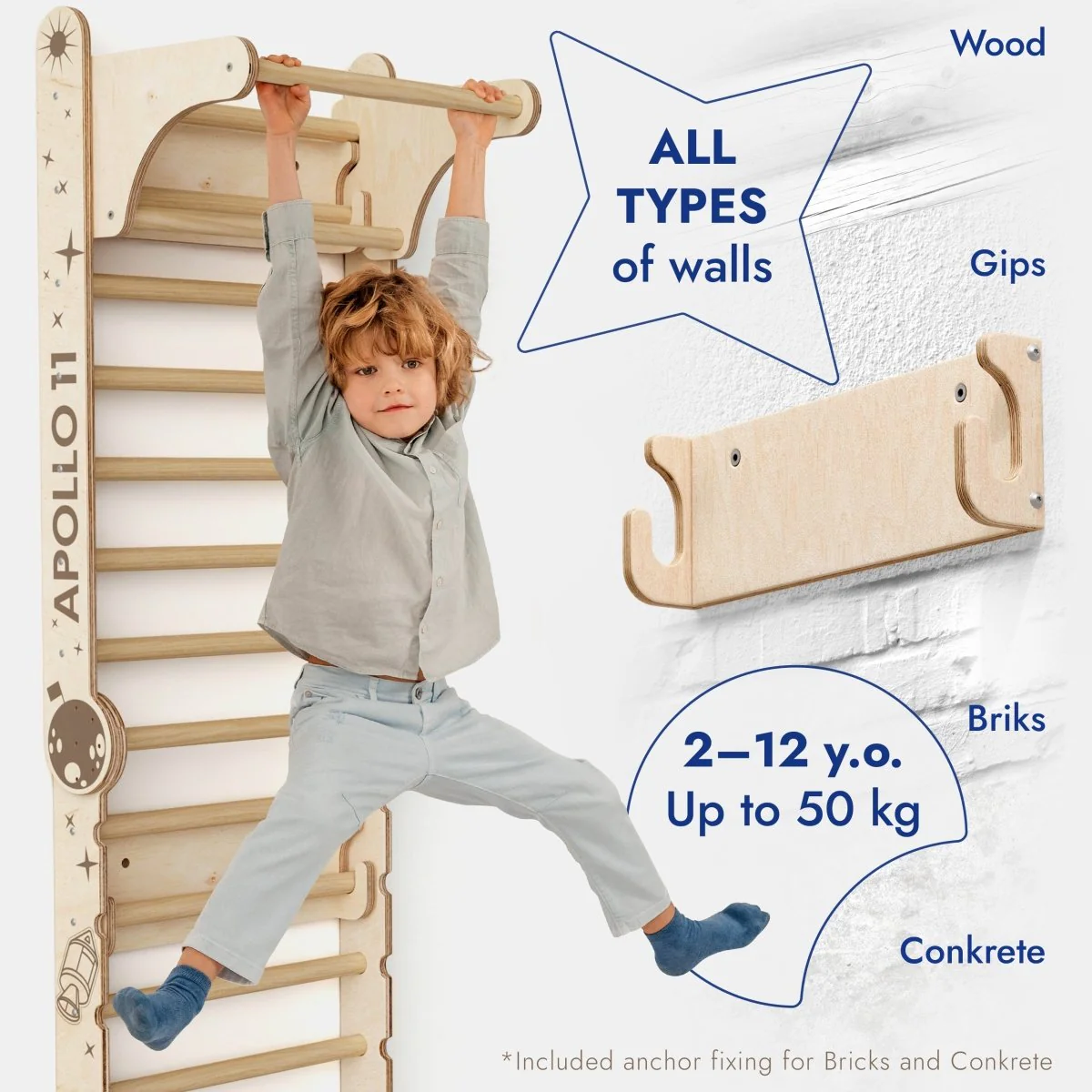Apollo Swedish Wall / Climbing ladder for Little Austronauts + Moon swing Set + Slide Board - Image 5
